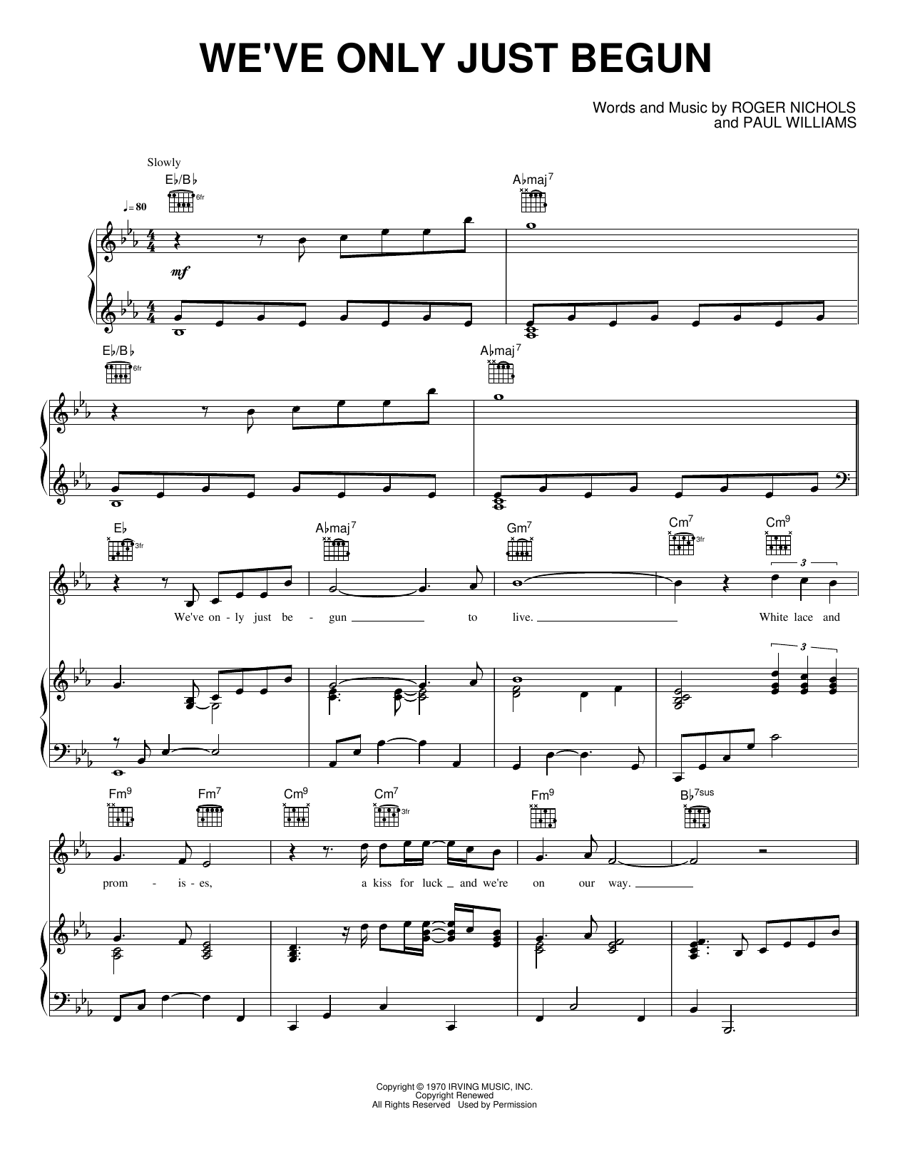We've Only Just Begun Sheet Music | The Carpenters | Piano, Vocal