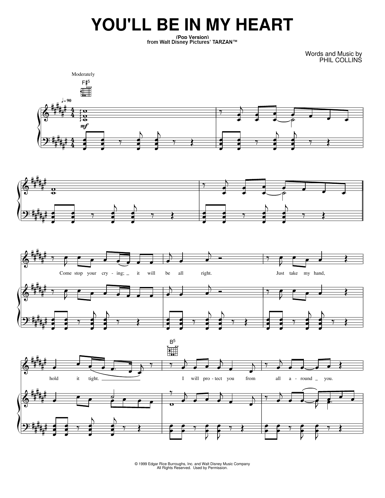 You'll Be in My Heart (Pop Version): Piano/Vocal/Guitar Sheet