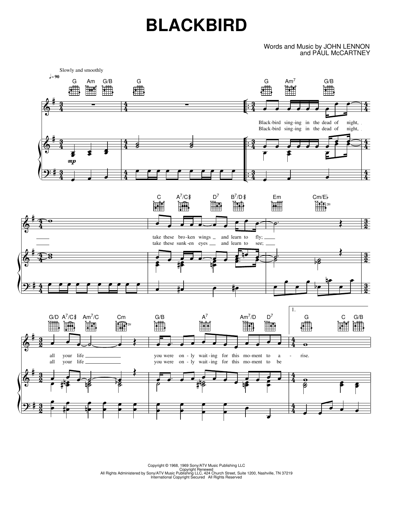 Blackbird: Piano/Vocal/Guitar Sheet