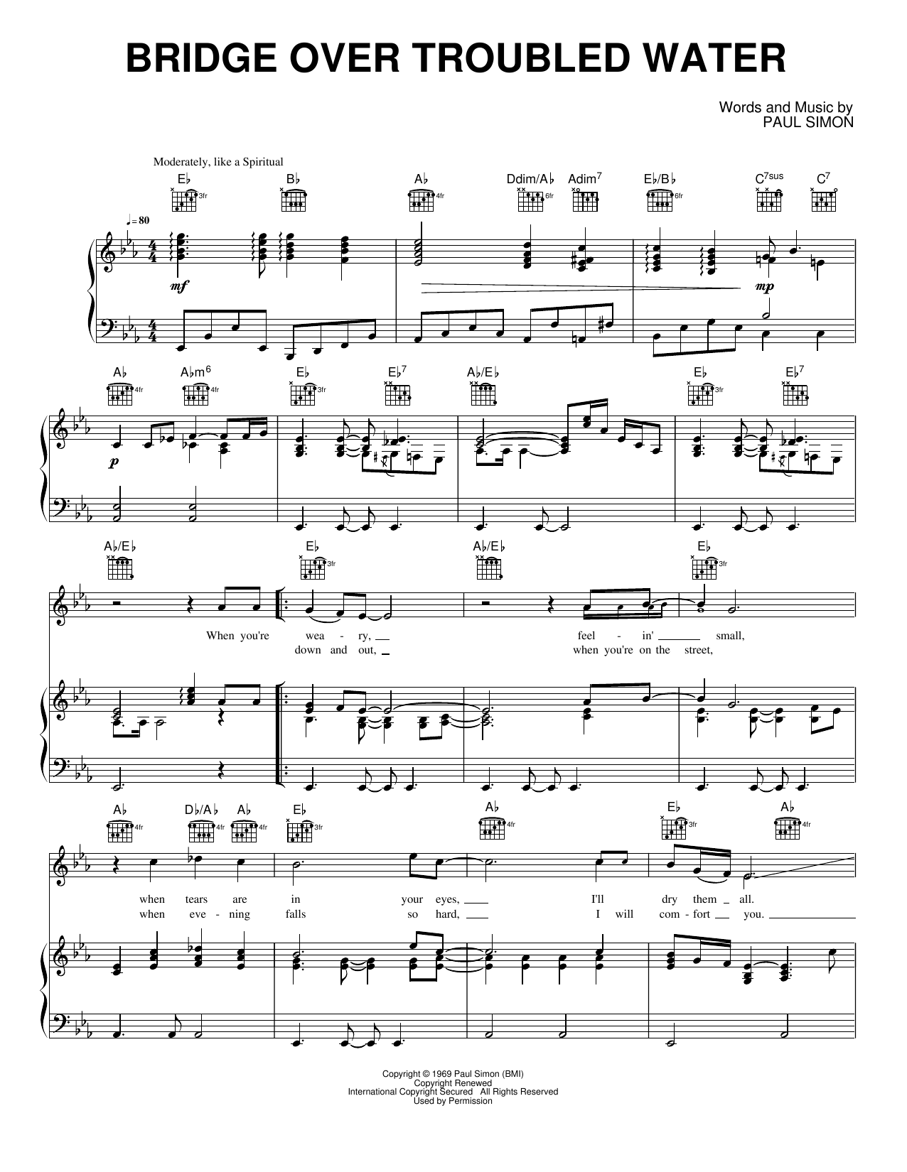Bridge over Troubled Water: Piano/Vocal/Guitar Sheet