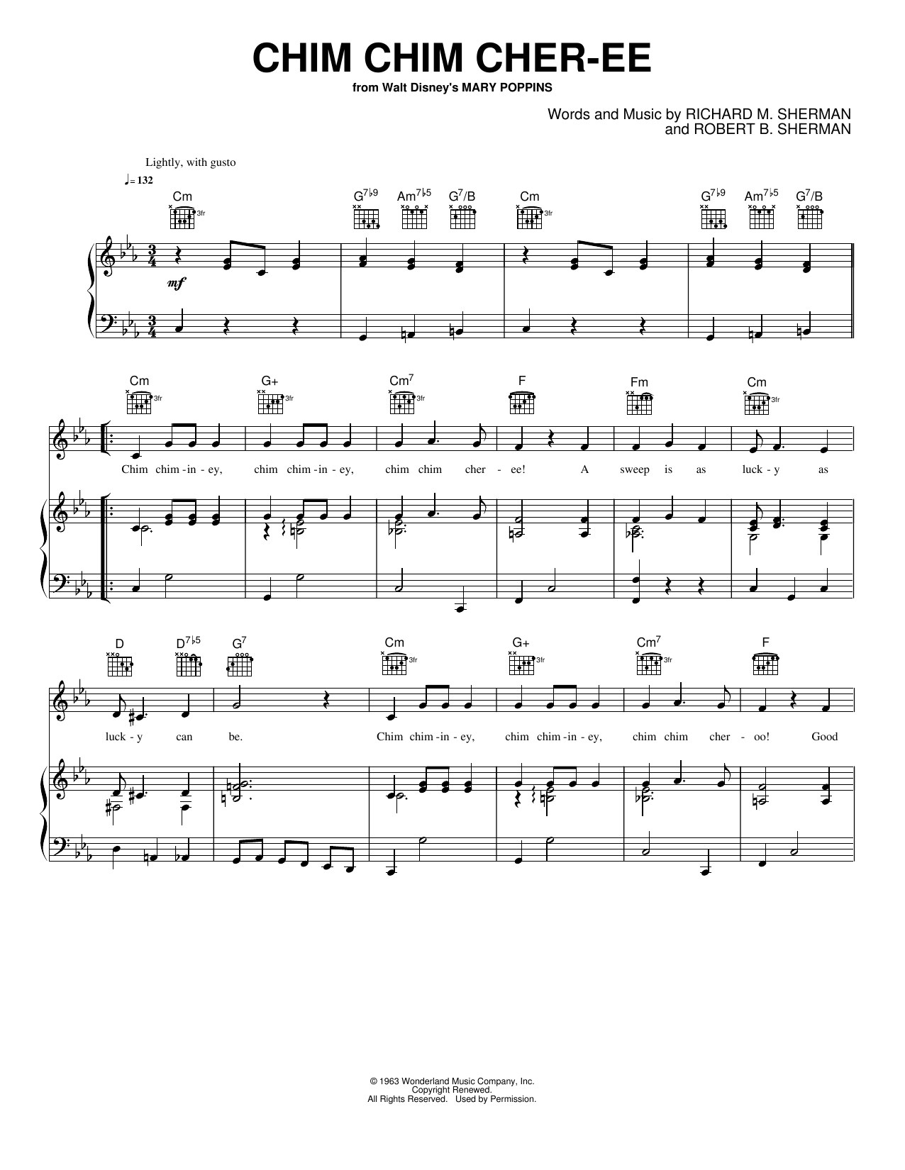 Chim Chim Cher-ee: Piano/Vocal/Guitar Sheet