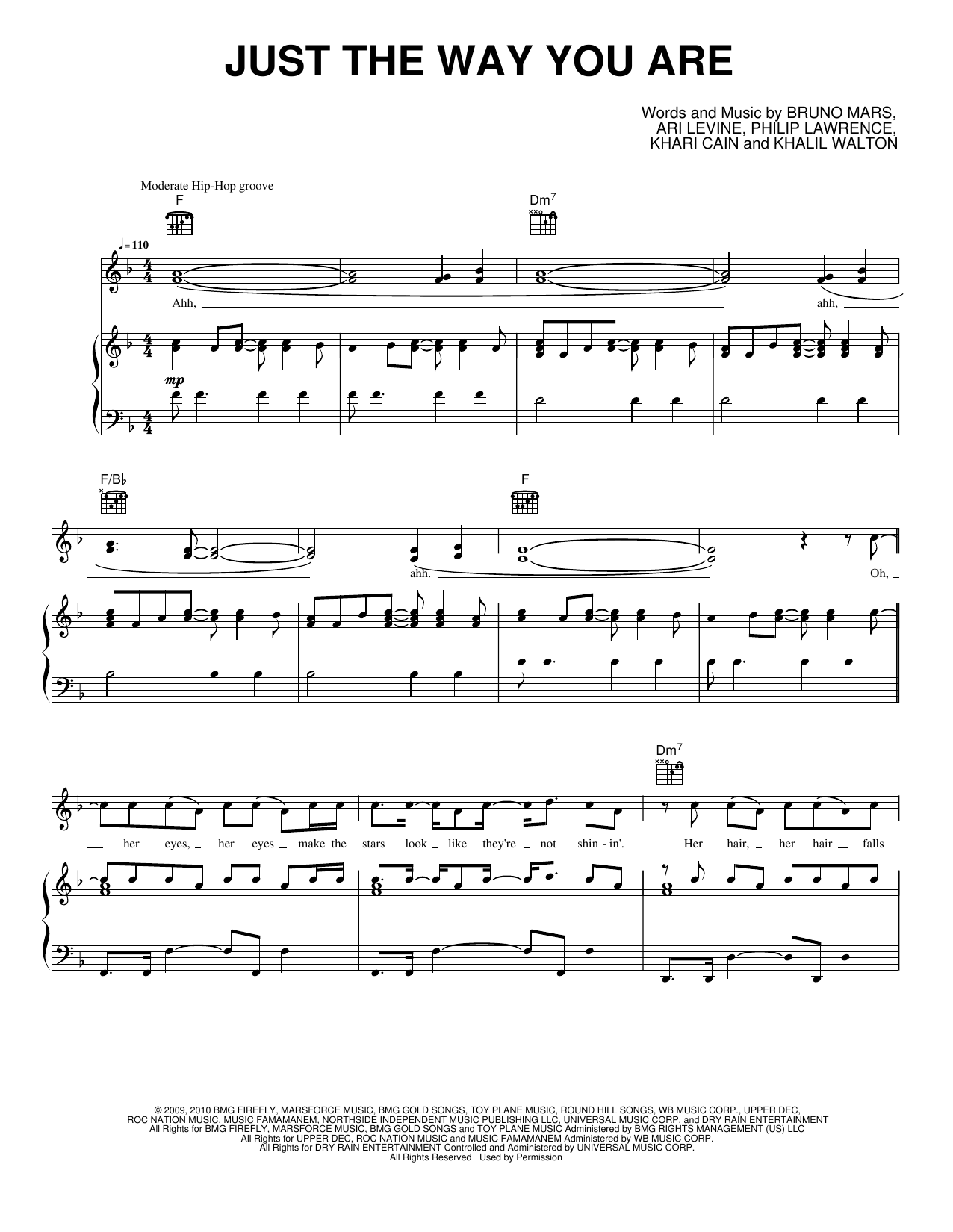 Just the Way You Are: Piano/Vocal/Guitar Sheet