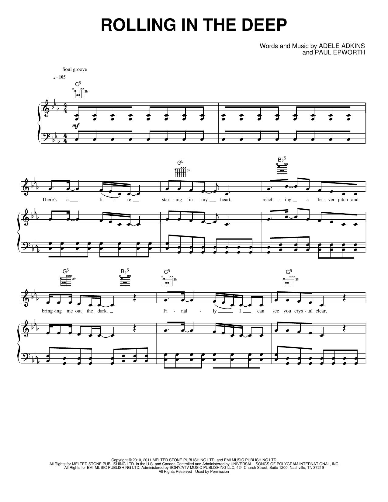 Rolling in the Deep: Piano/Vocal/Guitar Sheet