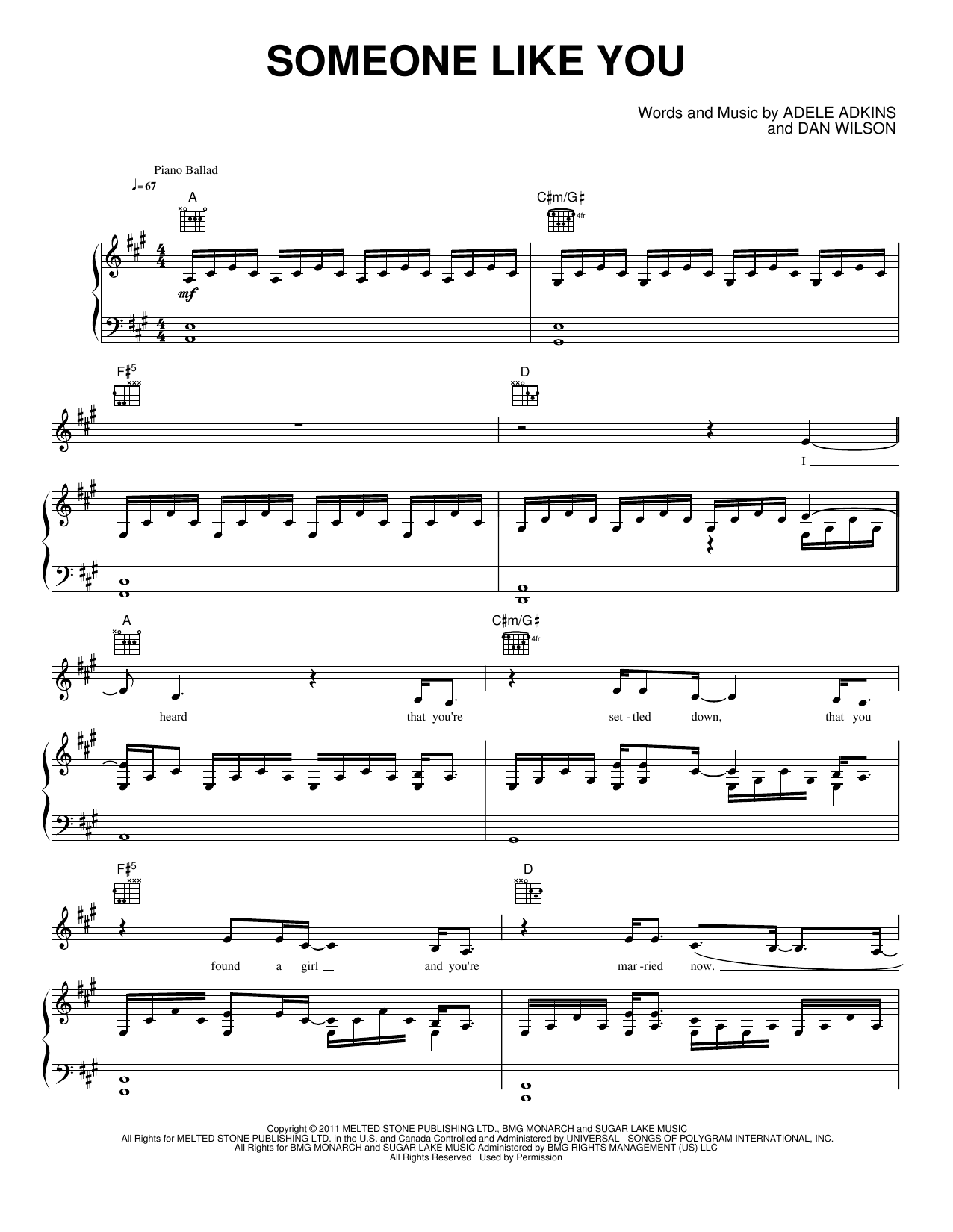 Someone Like You: Piano/Vocal/Guitar Sheet