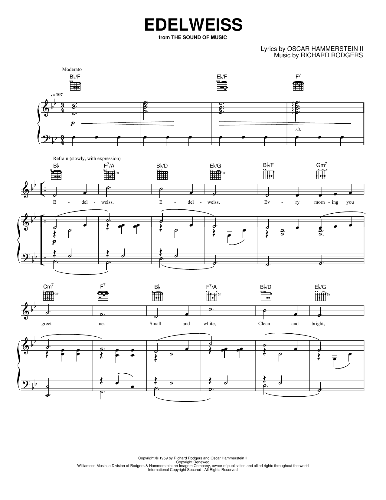 Edelweiss: Piano/Vocal/Guitar Sheet