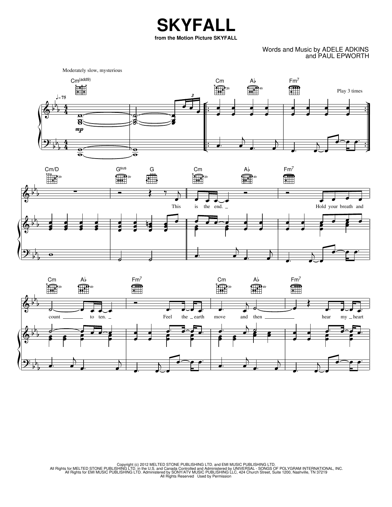 Skyfall: Piano/Vocal/Guitar Sheet