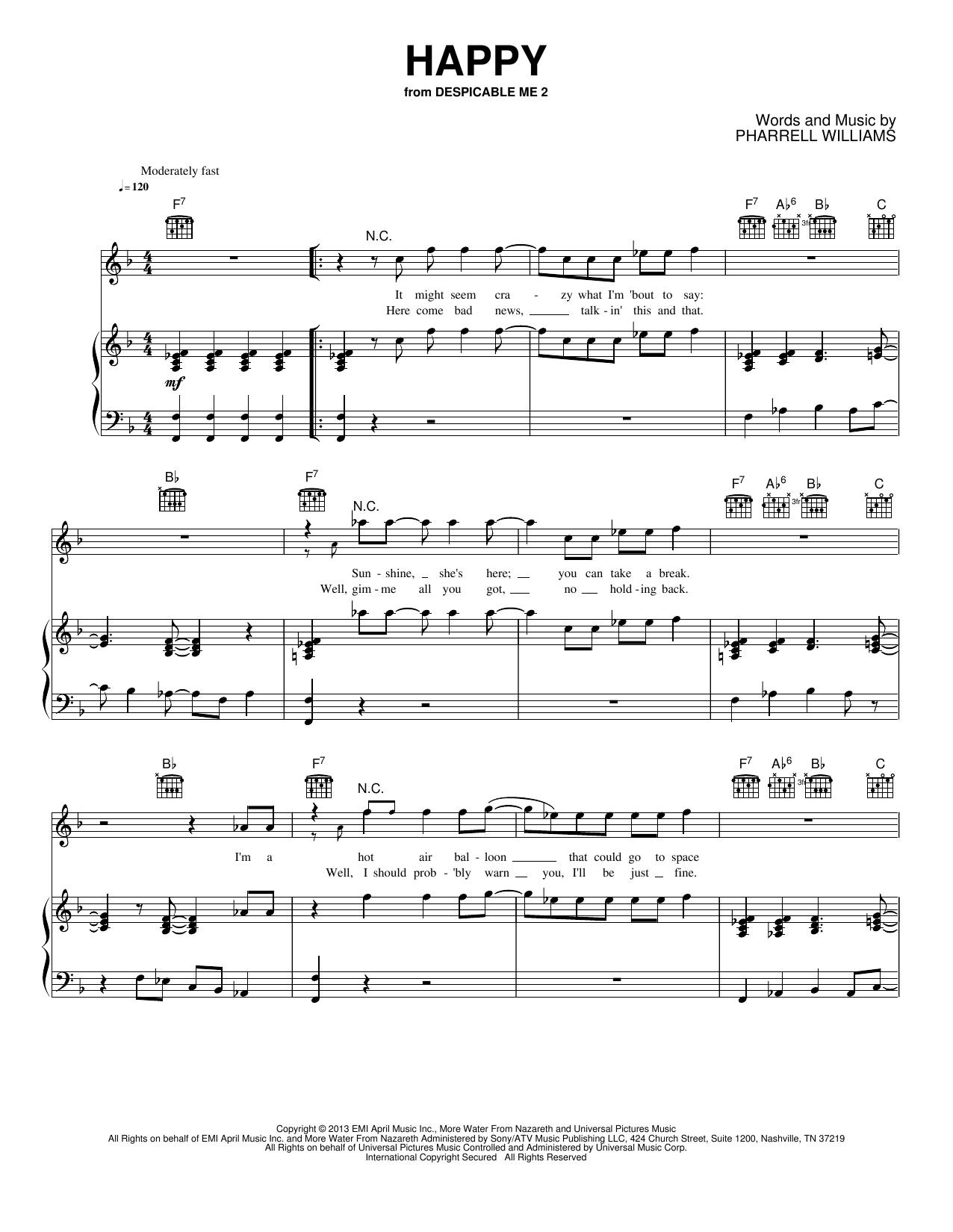 Happy: Piano/Vocal/Guitar Sheet