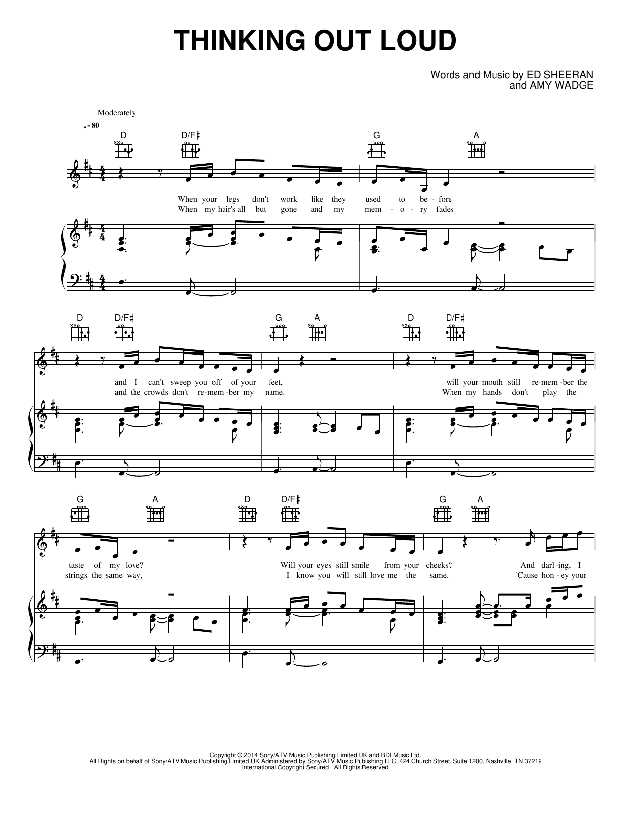 Thinking Out Loud: Piano/Vocal/Guitar Sheet