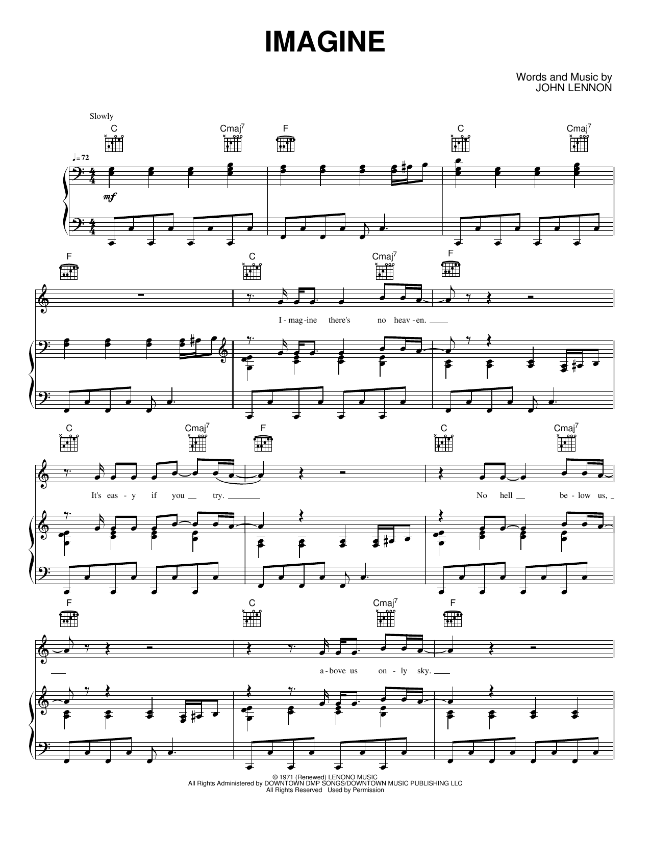 Imagine: Piano/Vocal/Guitar Sheet
