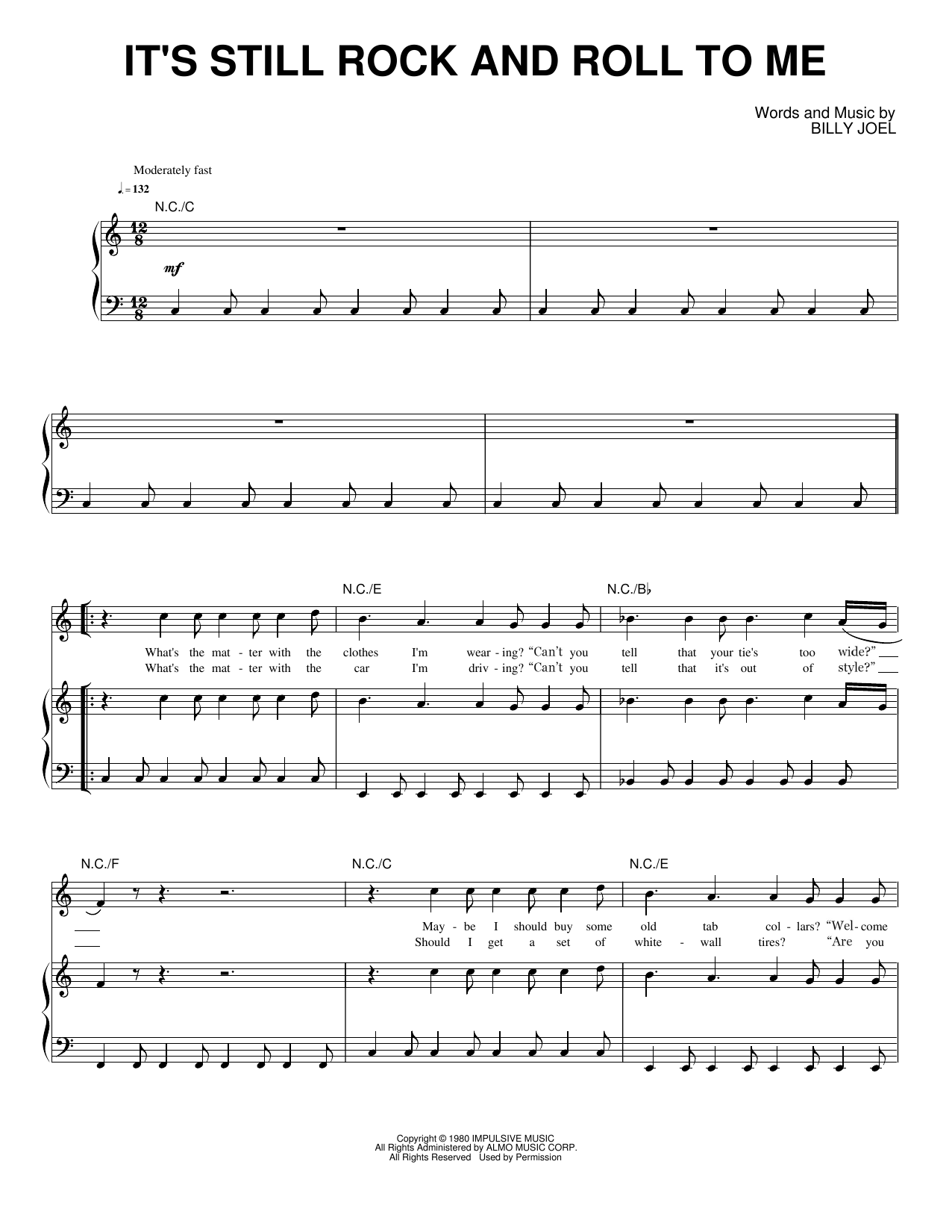 It's Still Rock and Roll to Me: Piano/Vocal/Guitar Sheet