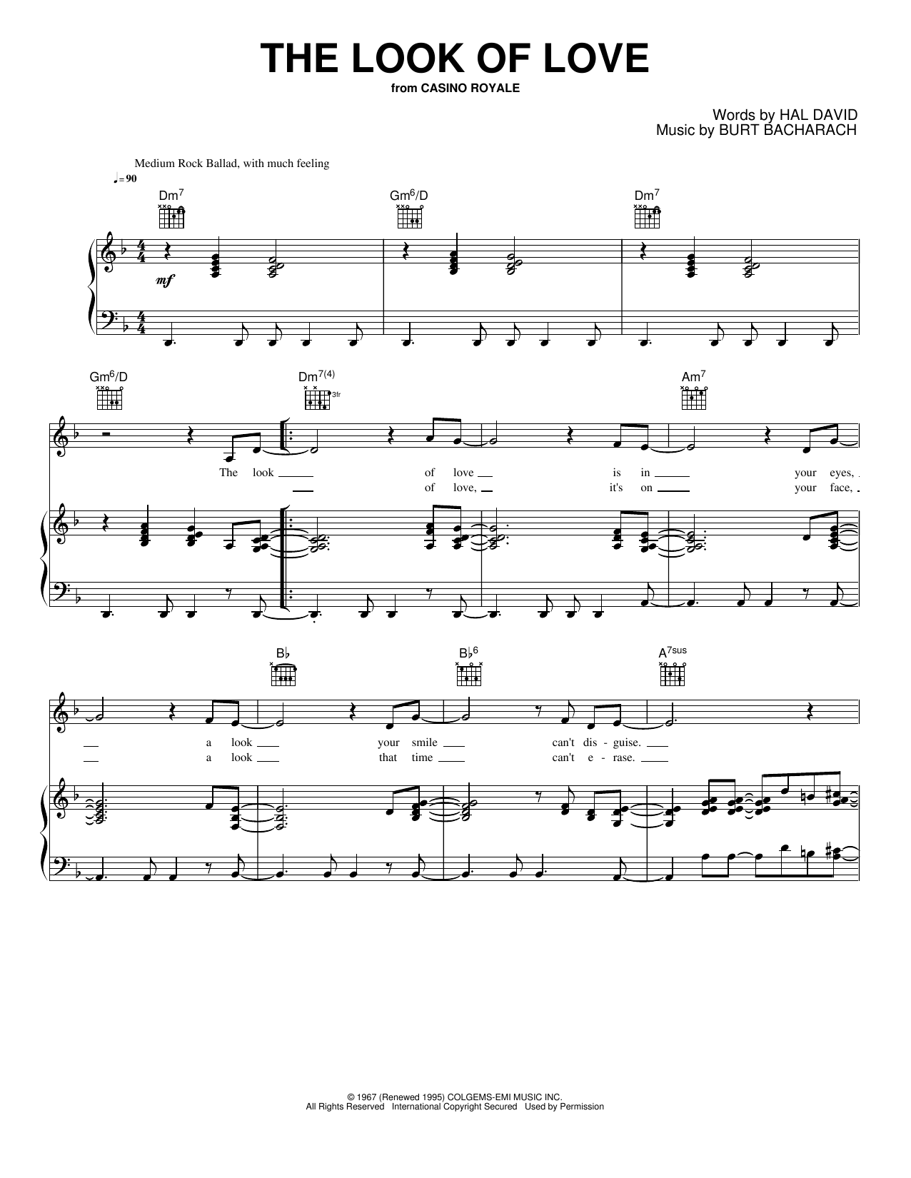 The Look of Love: Piano/Vocal/Guitar Sheet