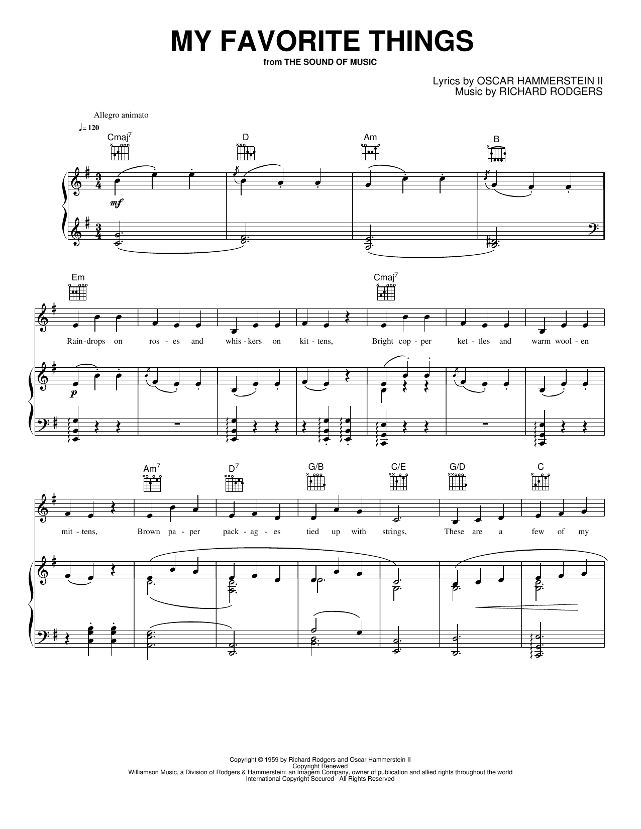 My Favorite Things: Piano/Vocal/Guitar Sheet
