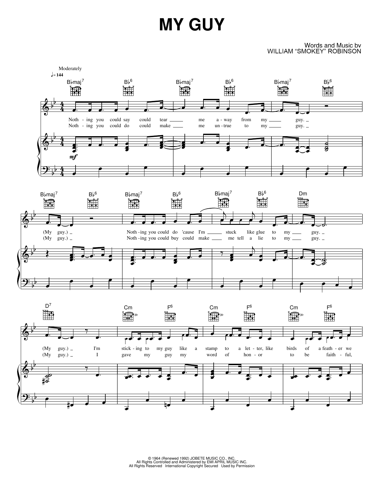 My Guy: Piano/Vocal/Guitar Sheet