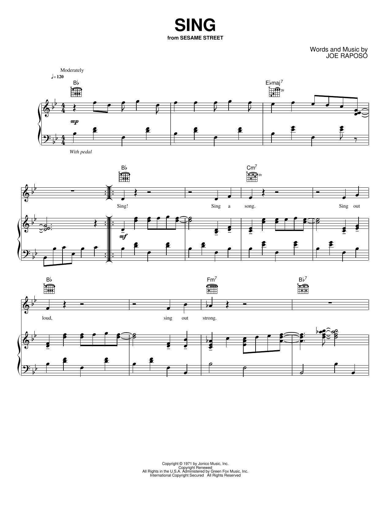 Sing: Piano/Vocal/Guitar Sheet