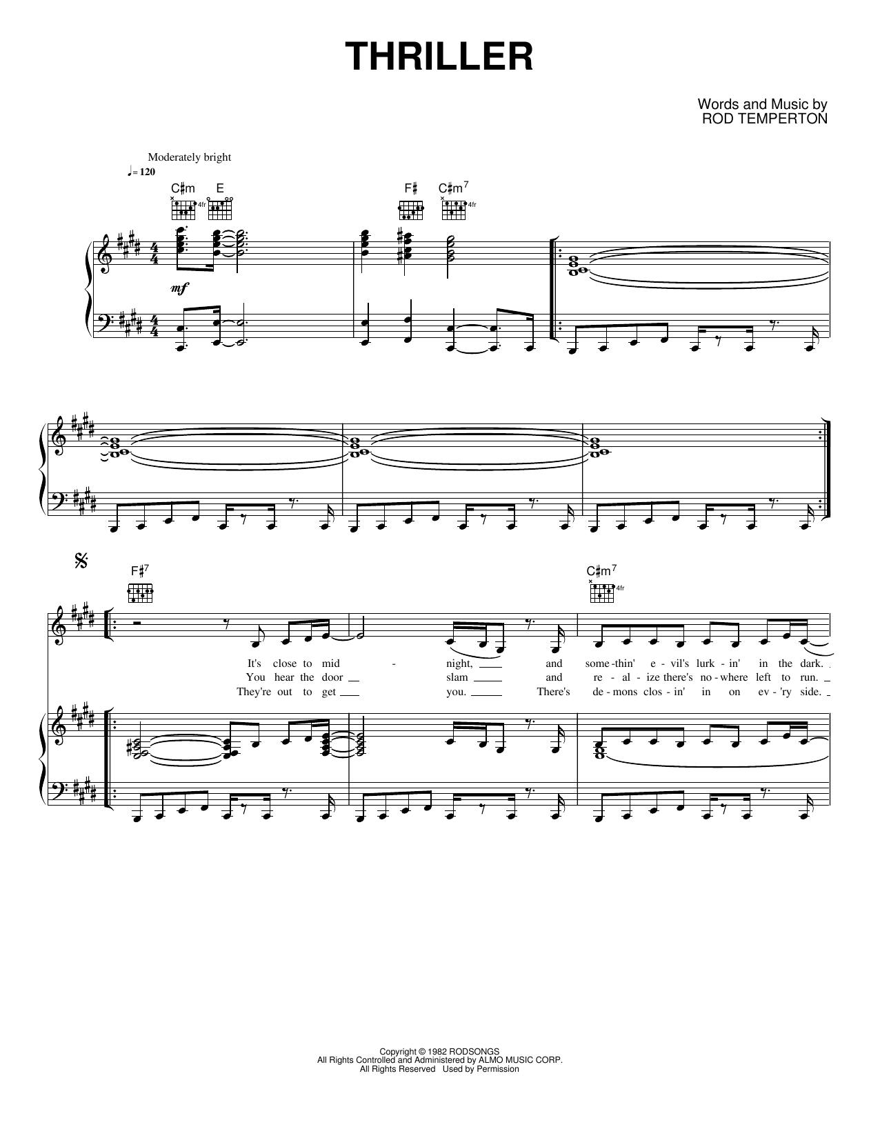 Thriller: Piano/Vocal/Guitar Sheet
