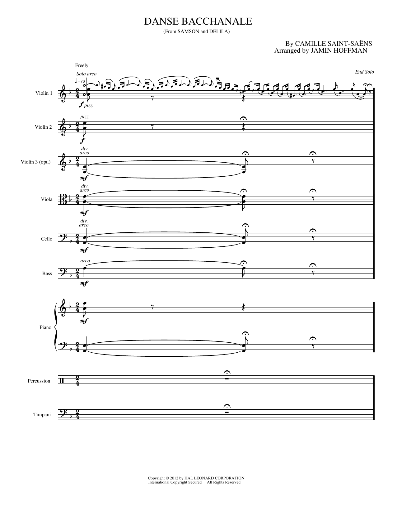 Danse Bacchanale: String Orchestra Conductor Score & Parts