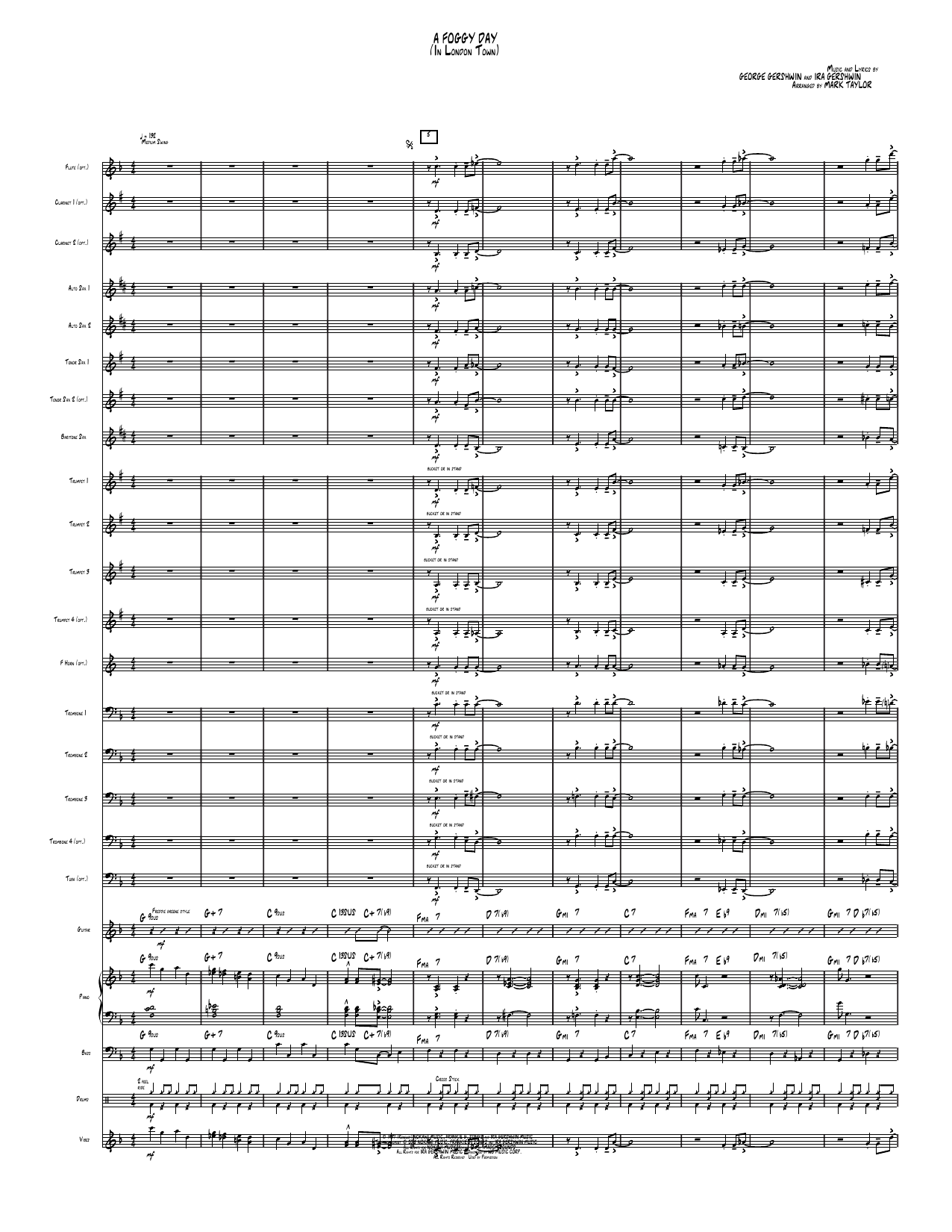 A Foggy Day: Jazz Ensemble Conductor Score & Parts