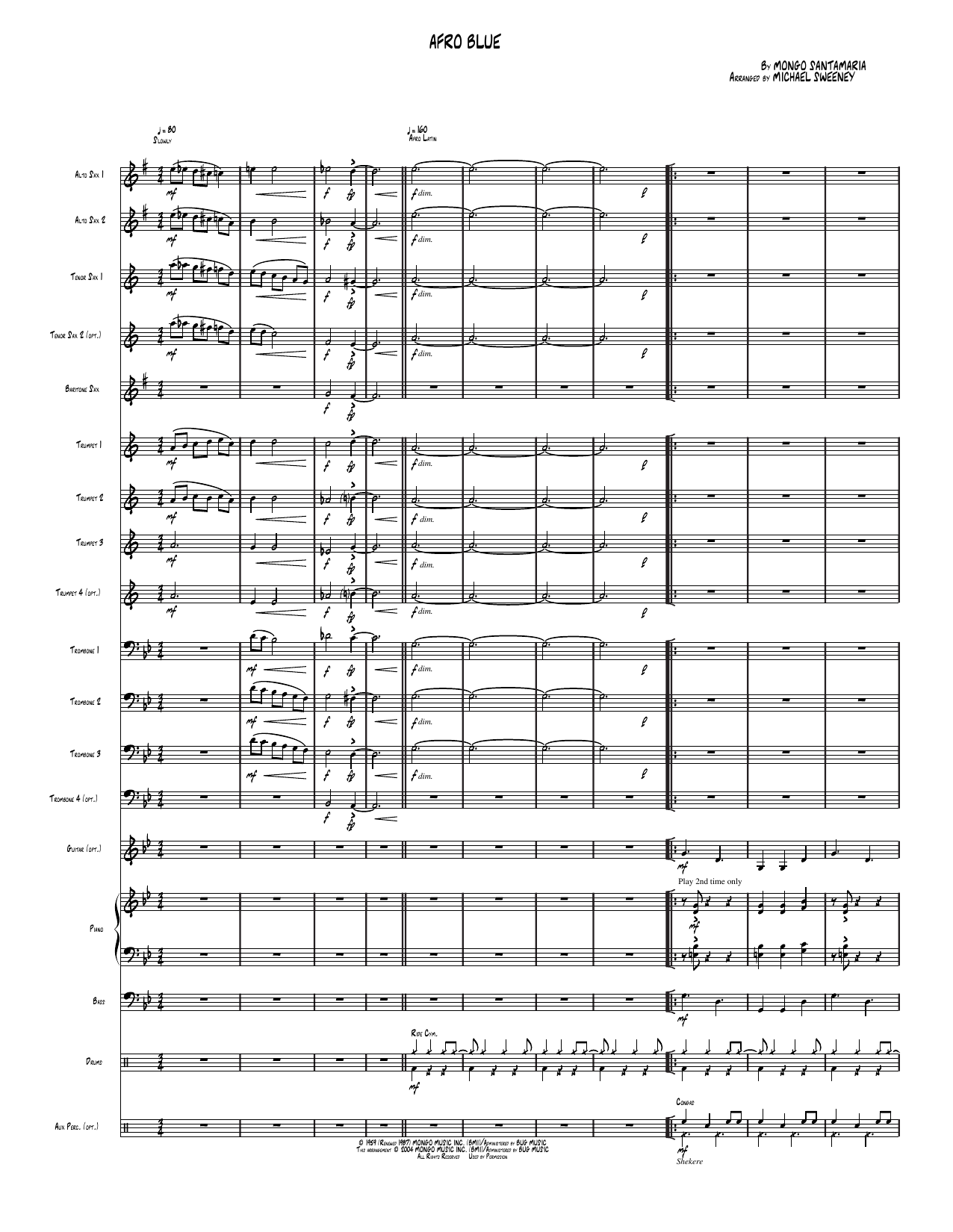 Afro Blue: Jazz Ensemble Conductor Score & Parts