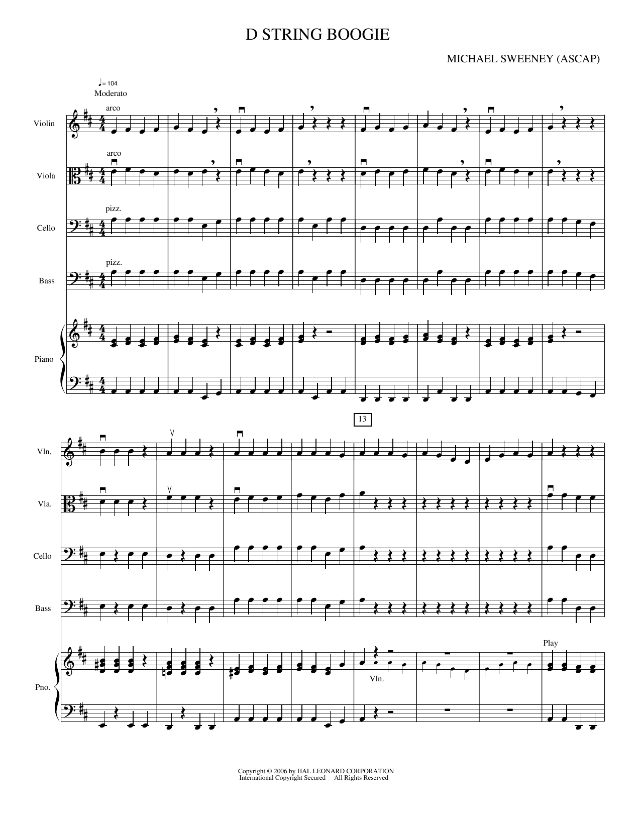D String Boogie: String Orchestra Conductor Score & Parts