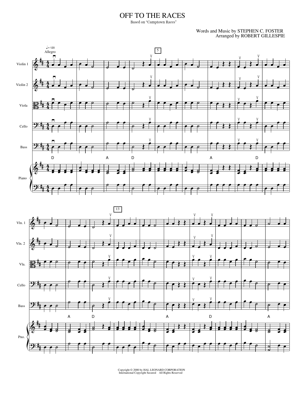 Off to the Races: String Orchestra Conductor Score & Parts