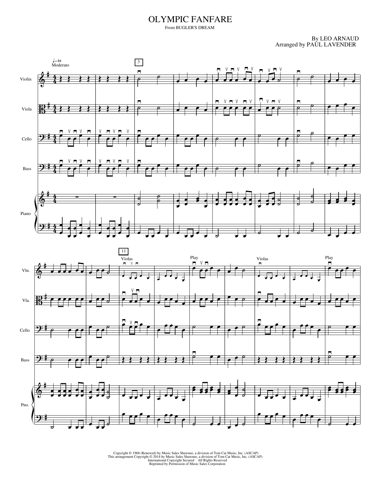 Olympic Fanfare: String Orchestra Conductor Score & Parts
