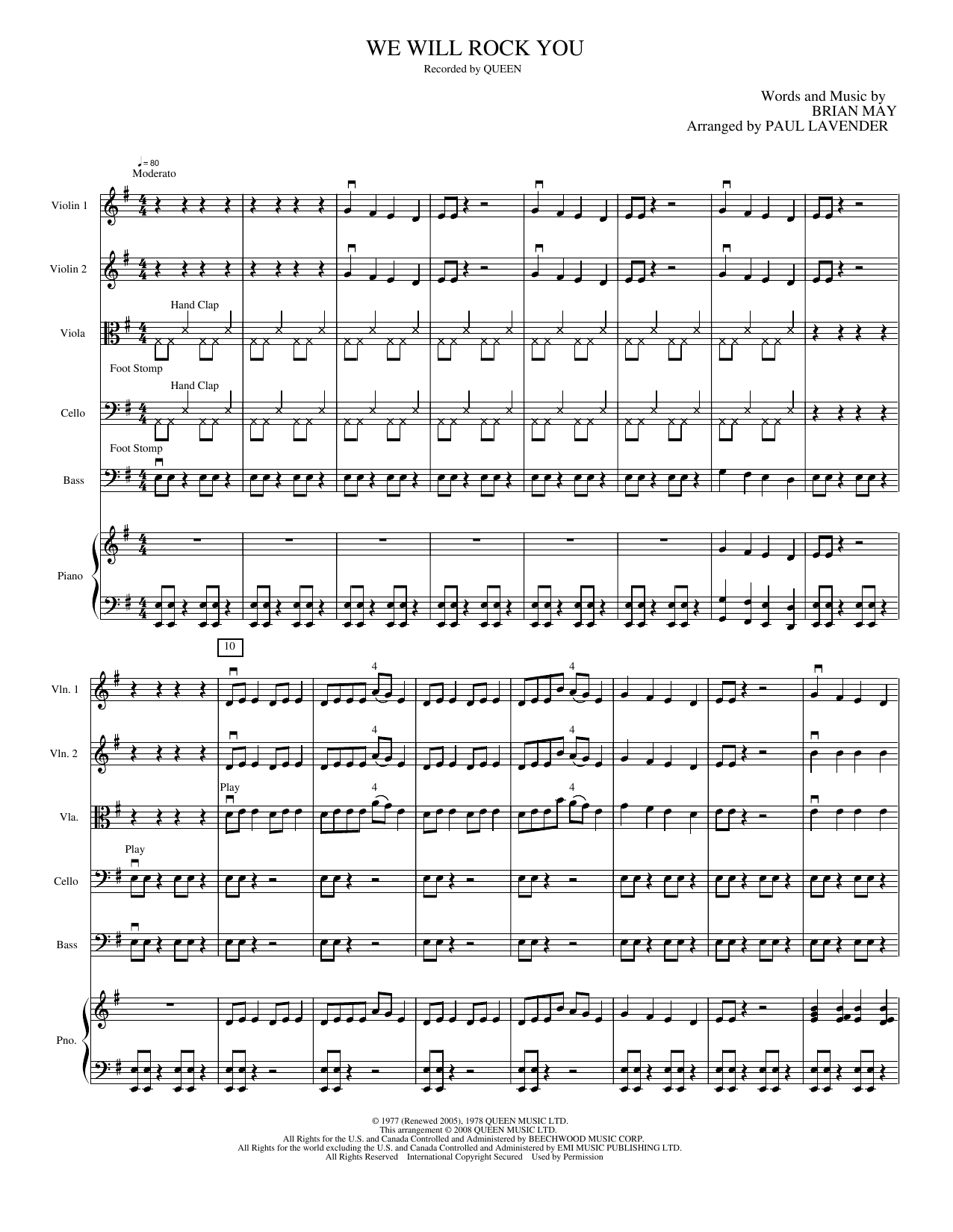 We Will Rock You: String Orchestra Conductor Score & Parts