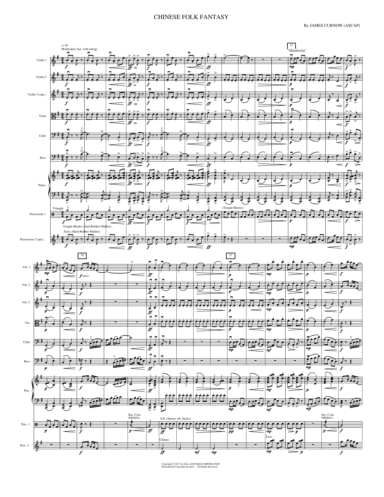 Chinese Folk Fantasy: String Orchestra Conductor Score & Parts