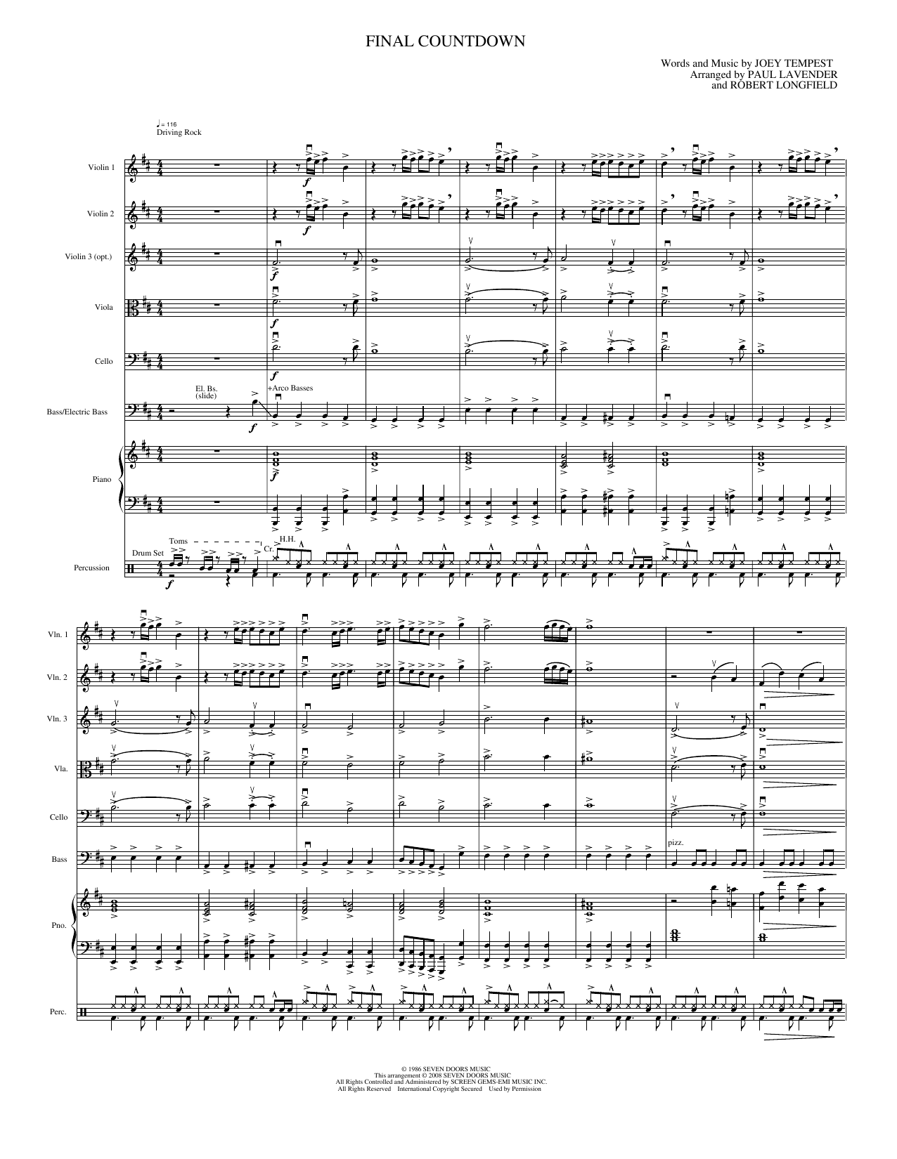 Final Countdown: String Orchestra Conductor Score & Parts