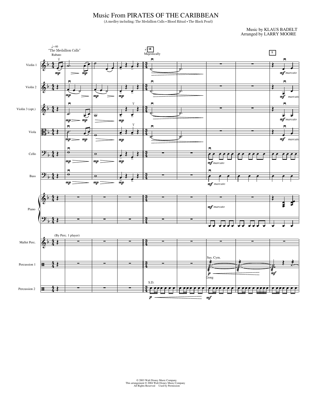 Music from Pirates of the Caribbean: String Orchestra Conductor Score & Parts