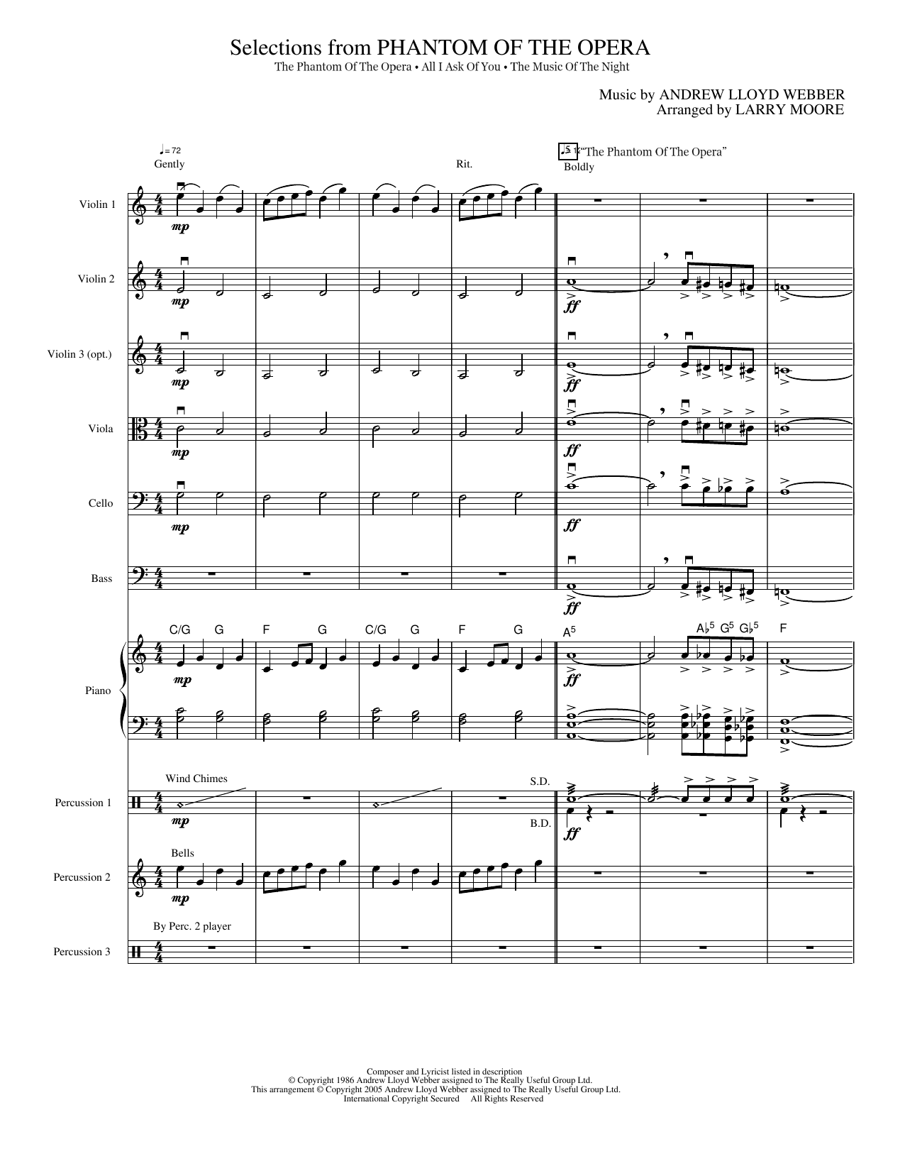 Selections from Phantom of the Opera: String Orchestra Conductor Score & Parts