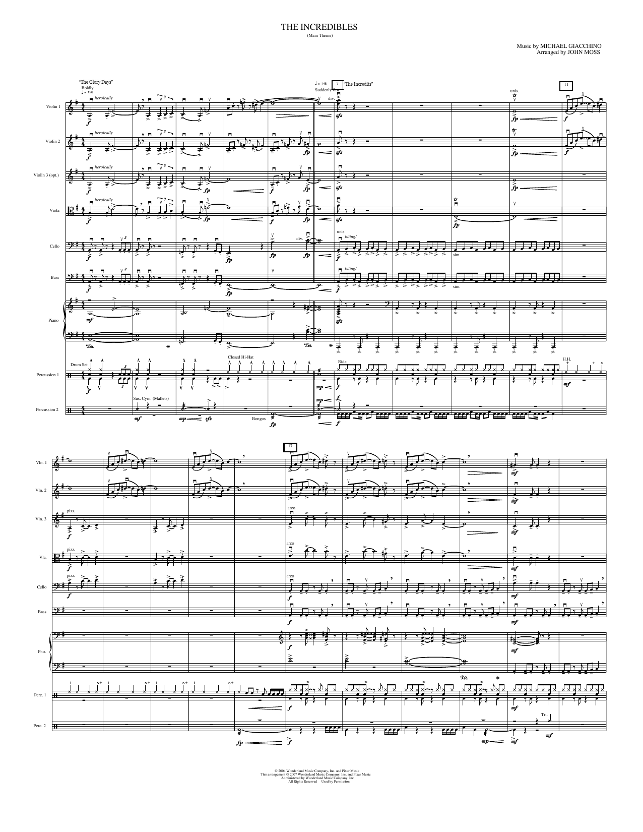 The Incredibles: String Orchestra Conductor Score & Parts