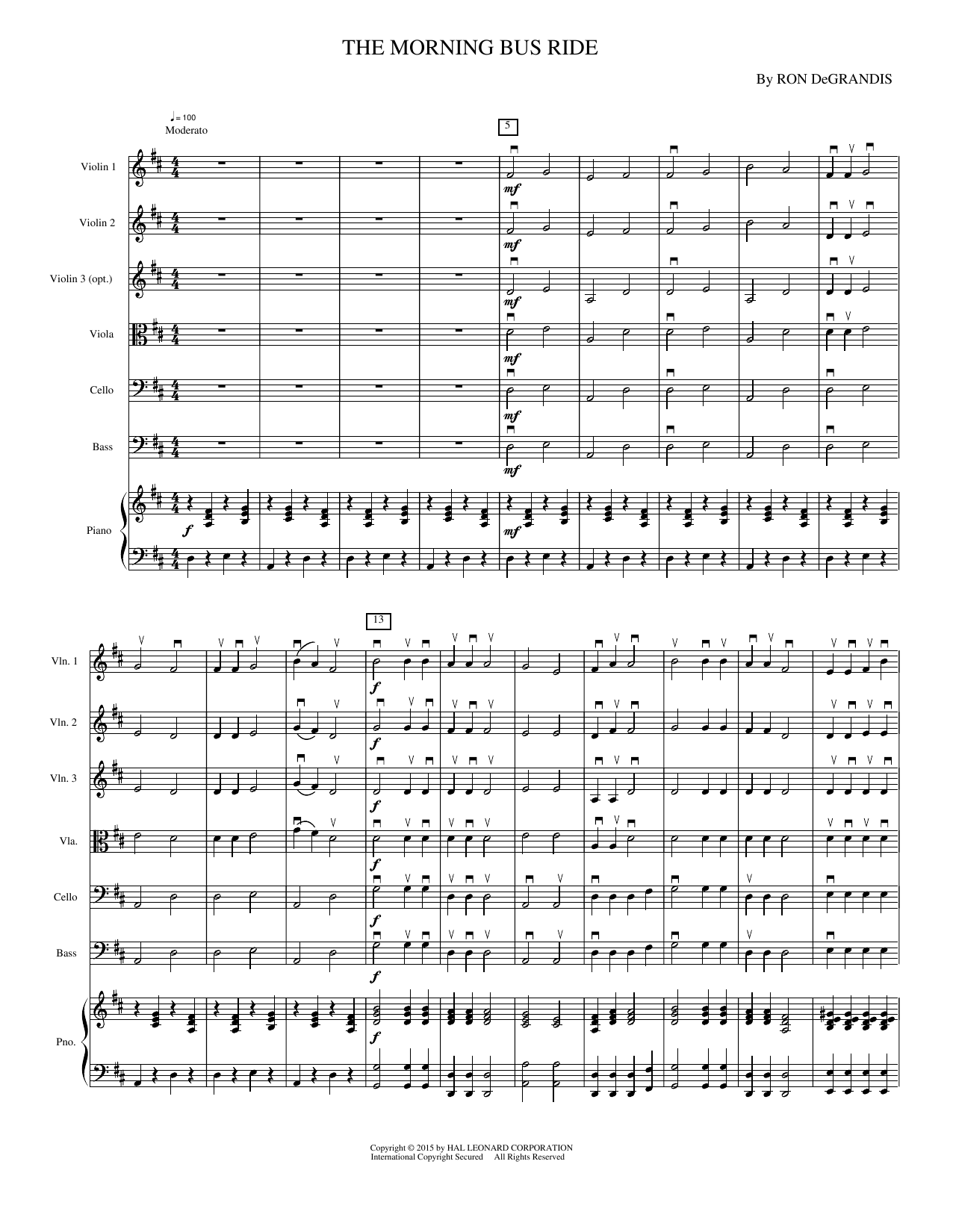 The Morning Bus Ride: String Orchestra Conductor Score & Parts