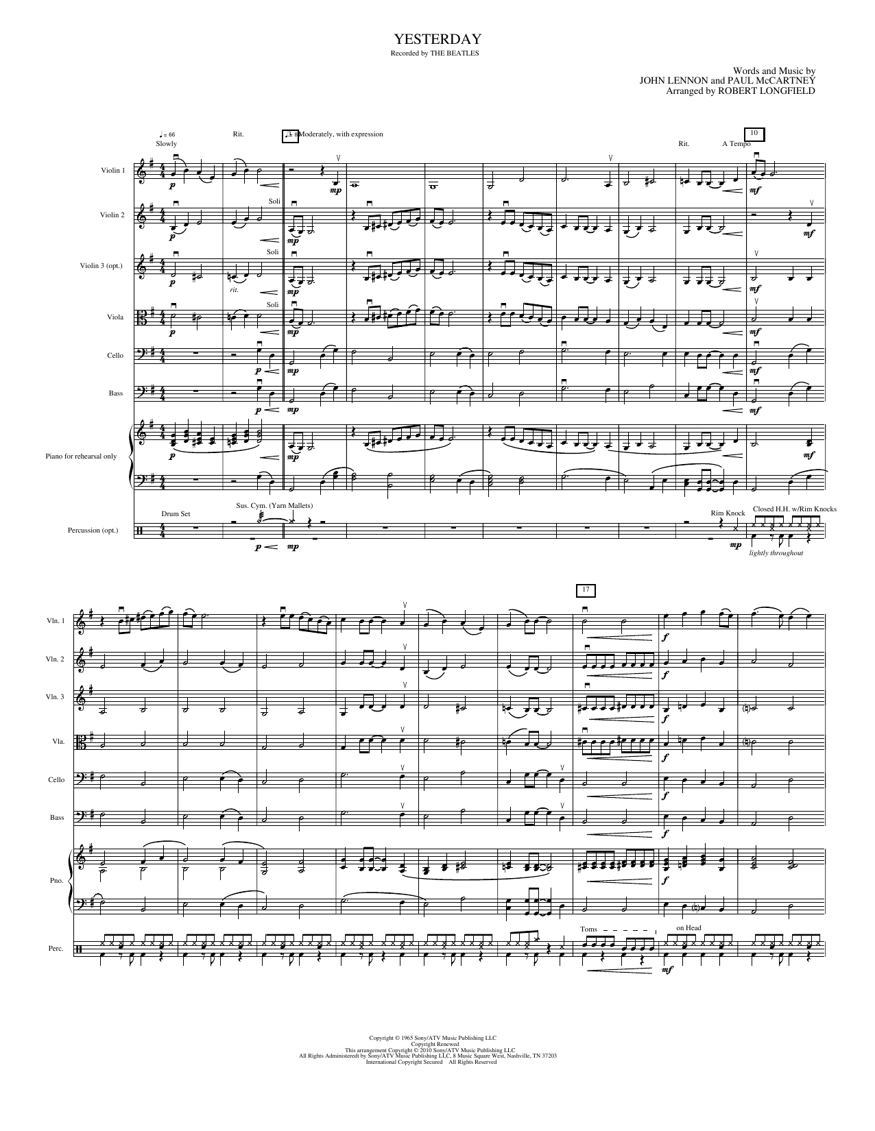 Yesterday: String Orchestra Conductor Score & Parts