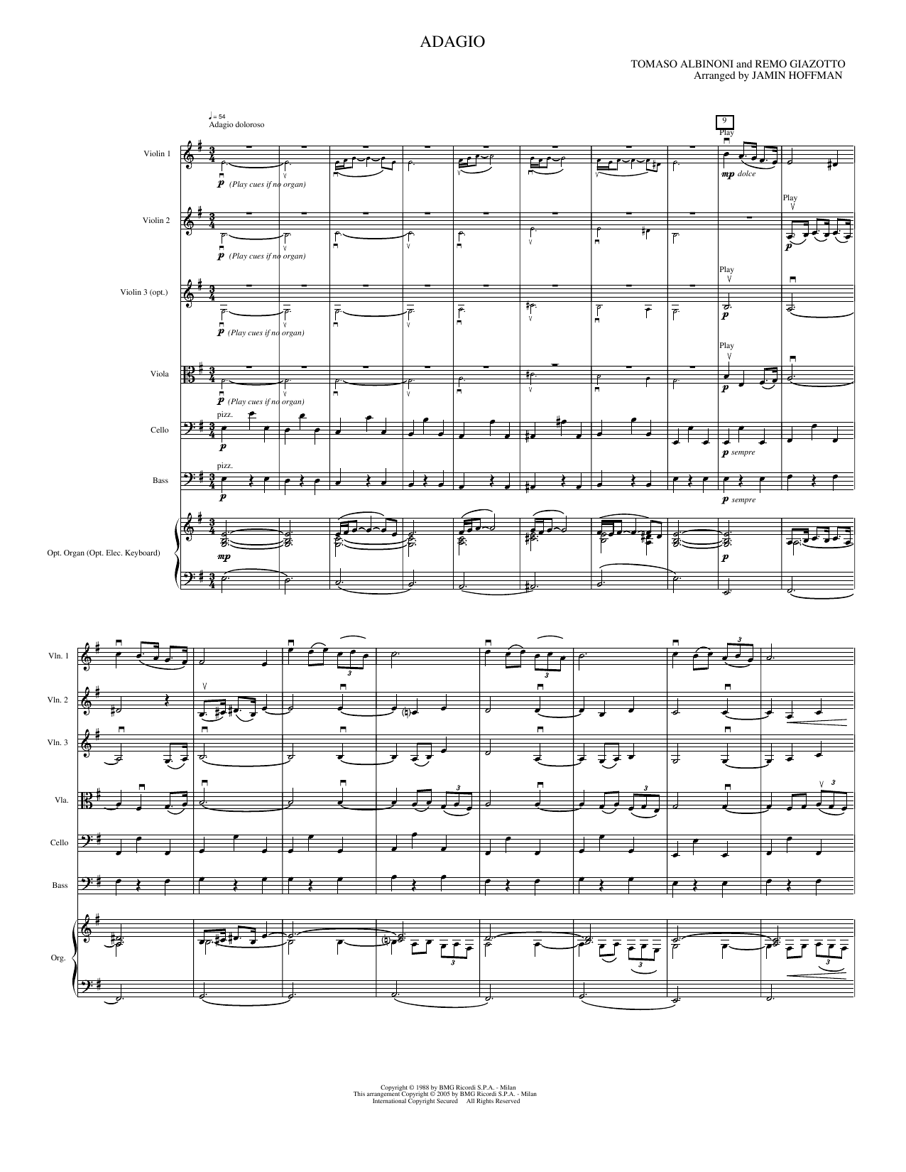 Adagio: String Orchestra Conductor Score & Parts