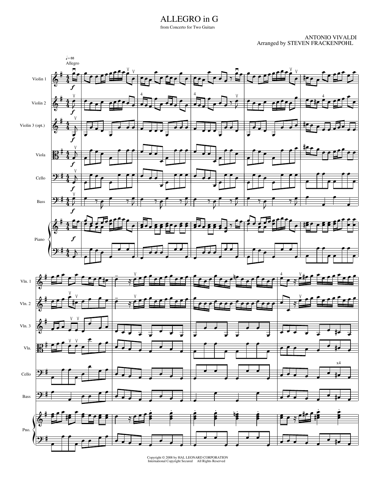 Allegro in G: String Orchestra Conductor Score & Parts