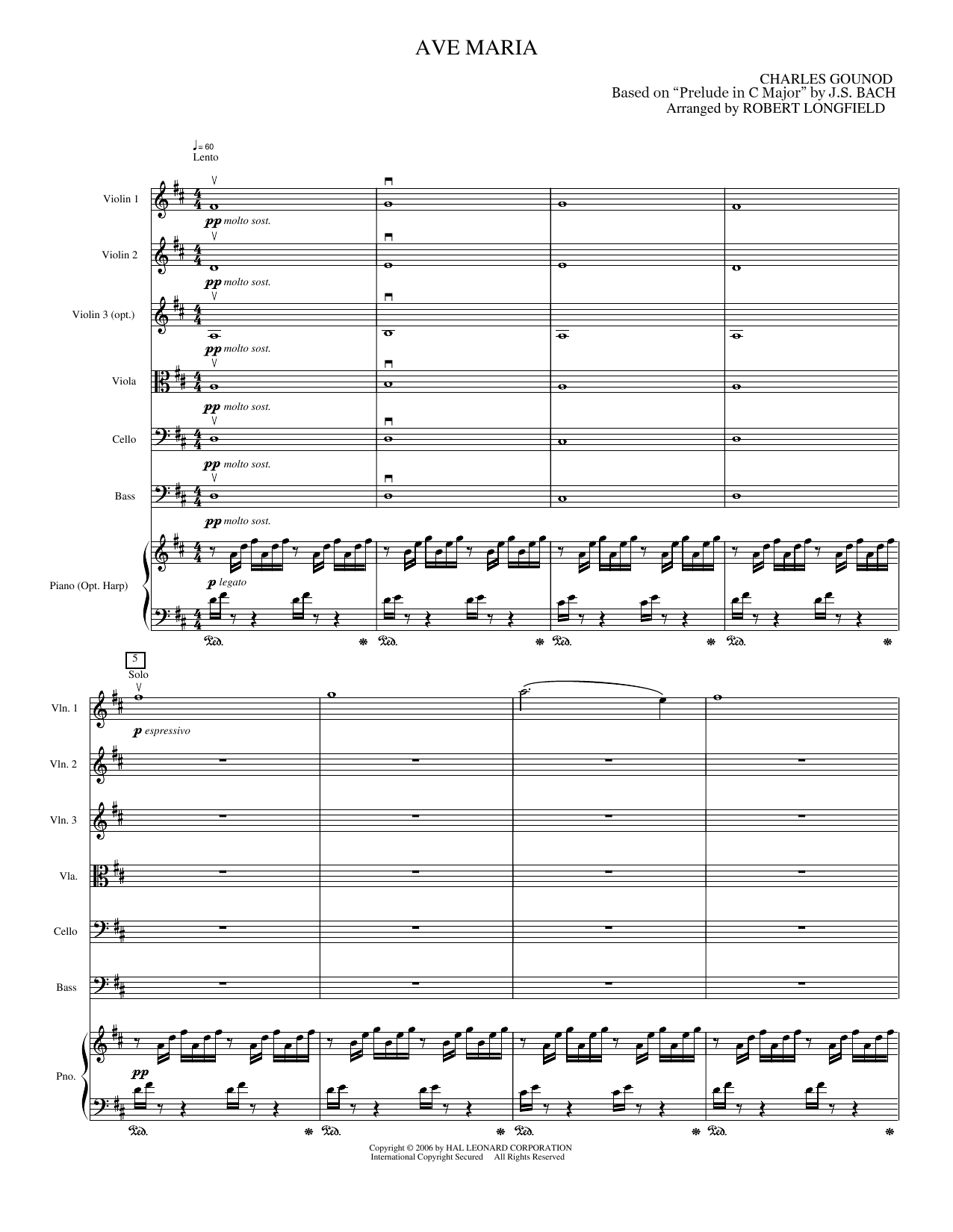 Ave Maria: String Orchestra Conductor Score & Parts