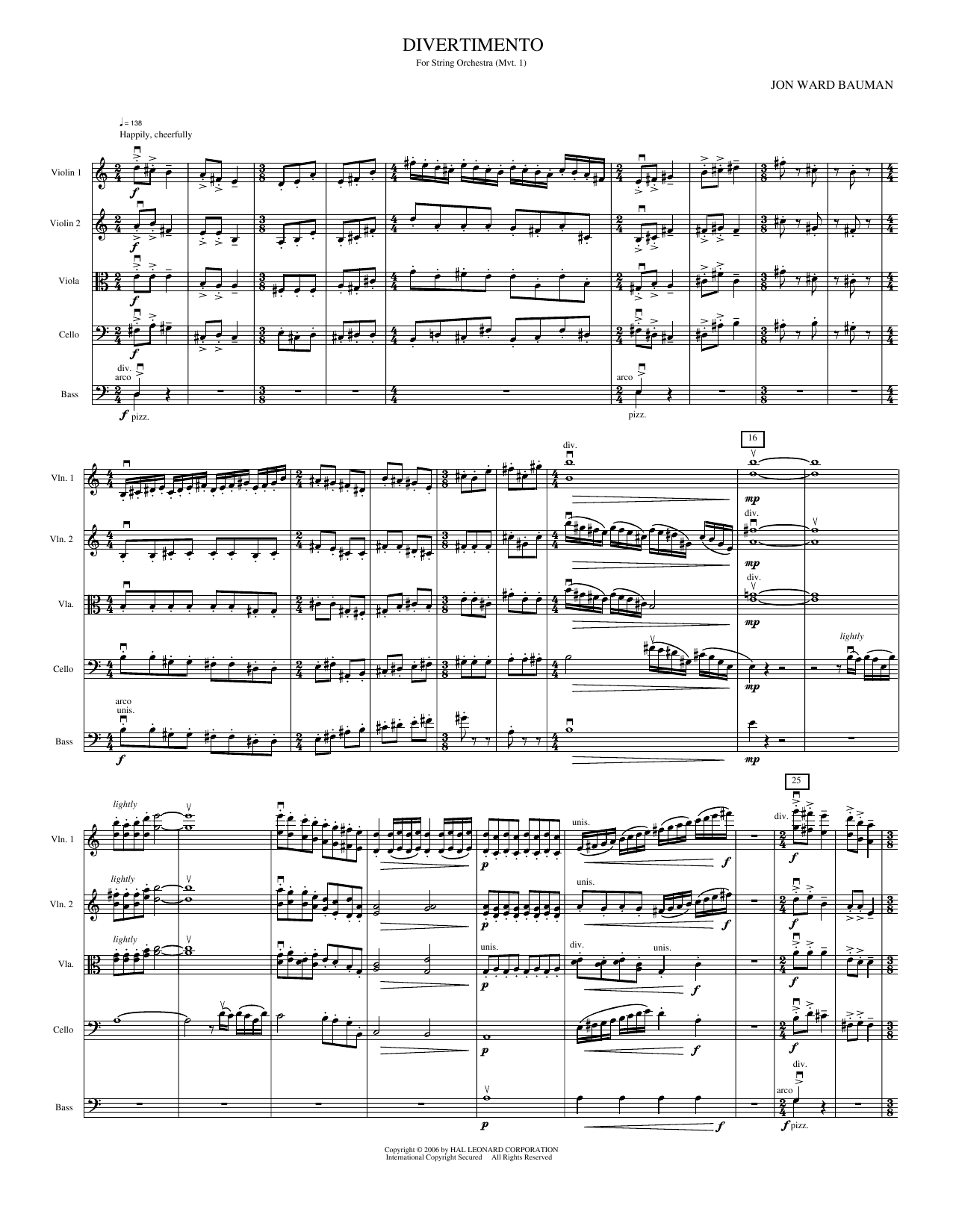 Divertimento: String Orchestra Conductor Score & Parts