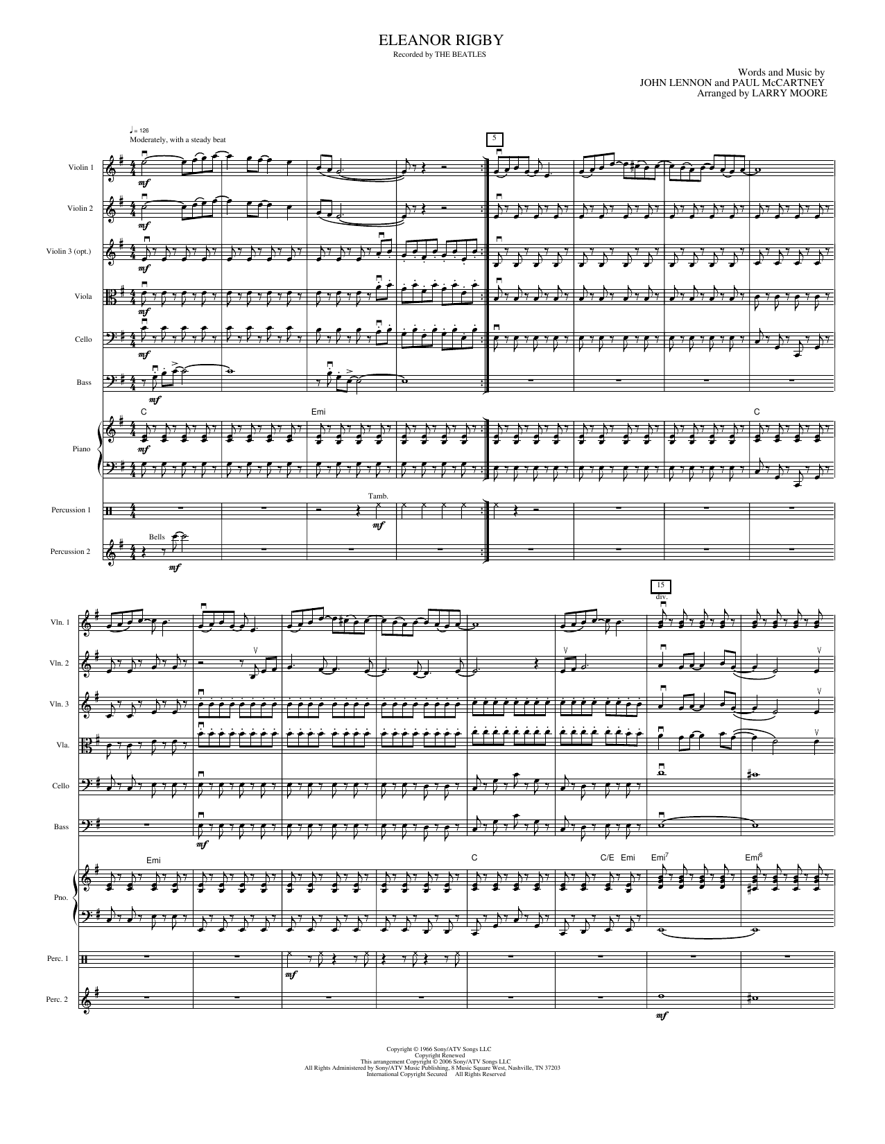 Eleanor Rigby: String Orchestra Conductor Score & Parts