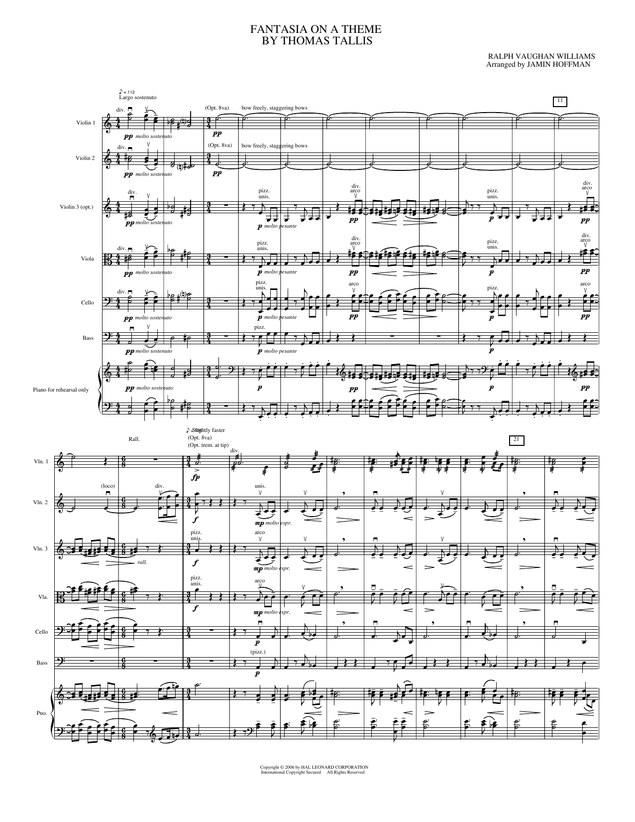 Fantasia on a Theme by Thomas Tallis: String Orchestra Conductor Score & Parts