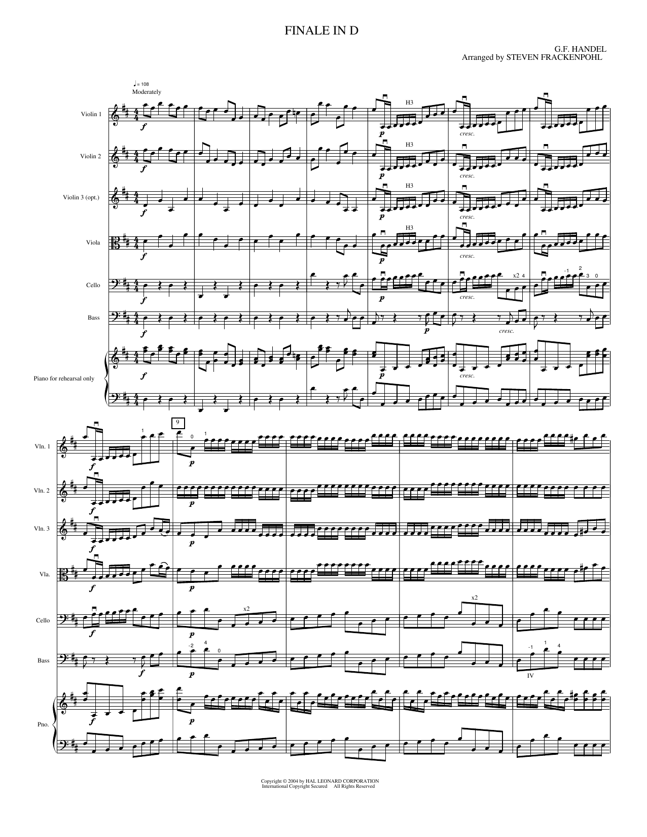 Finale in D: String Orchestra Conductor Score & Parts