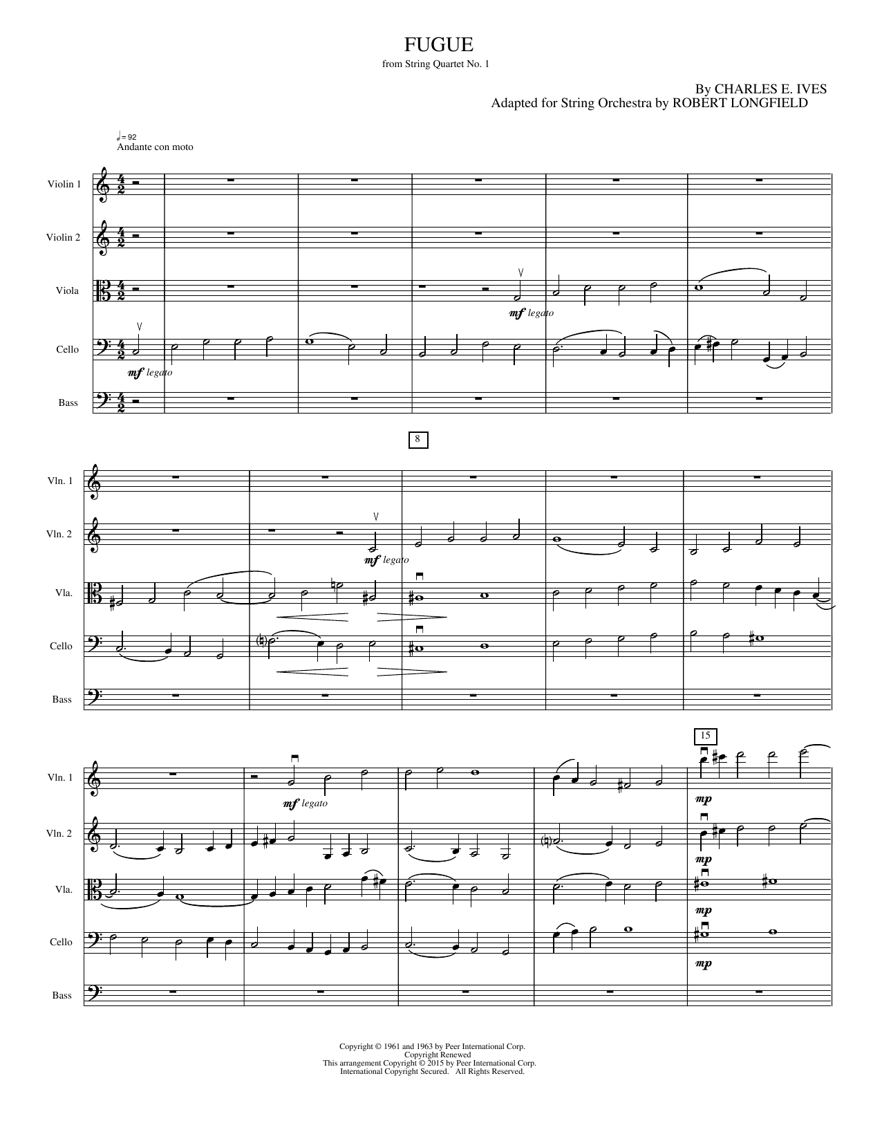 Fugue from String Quartet No. 1: String Orchestra Conductor Score & Parts