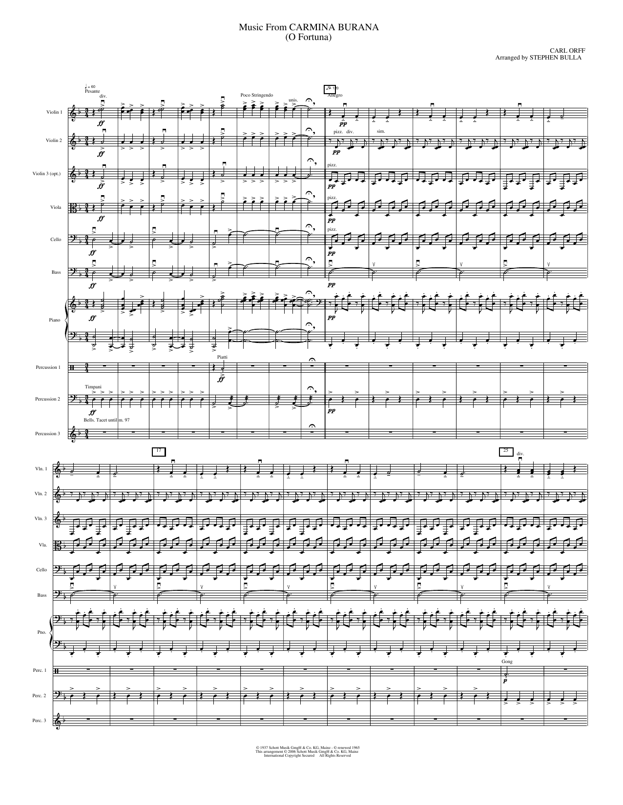 Music From Carmina Burana: String Orchestra Conductor Score & Parts