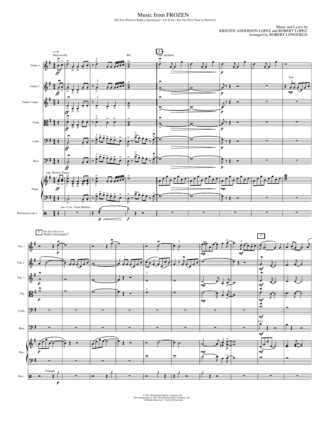 Music from Frozen: String Orchestra Conductor Score & Parts