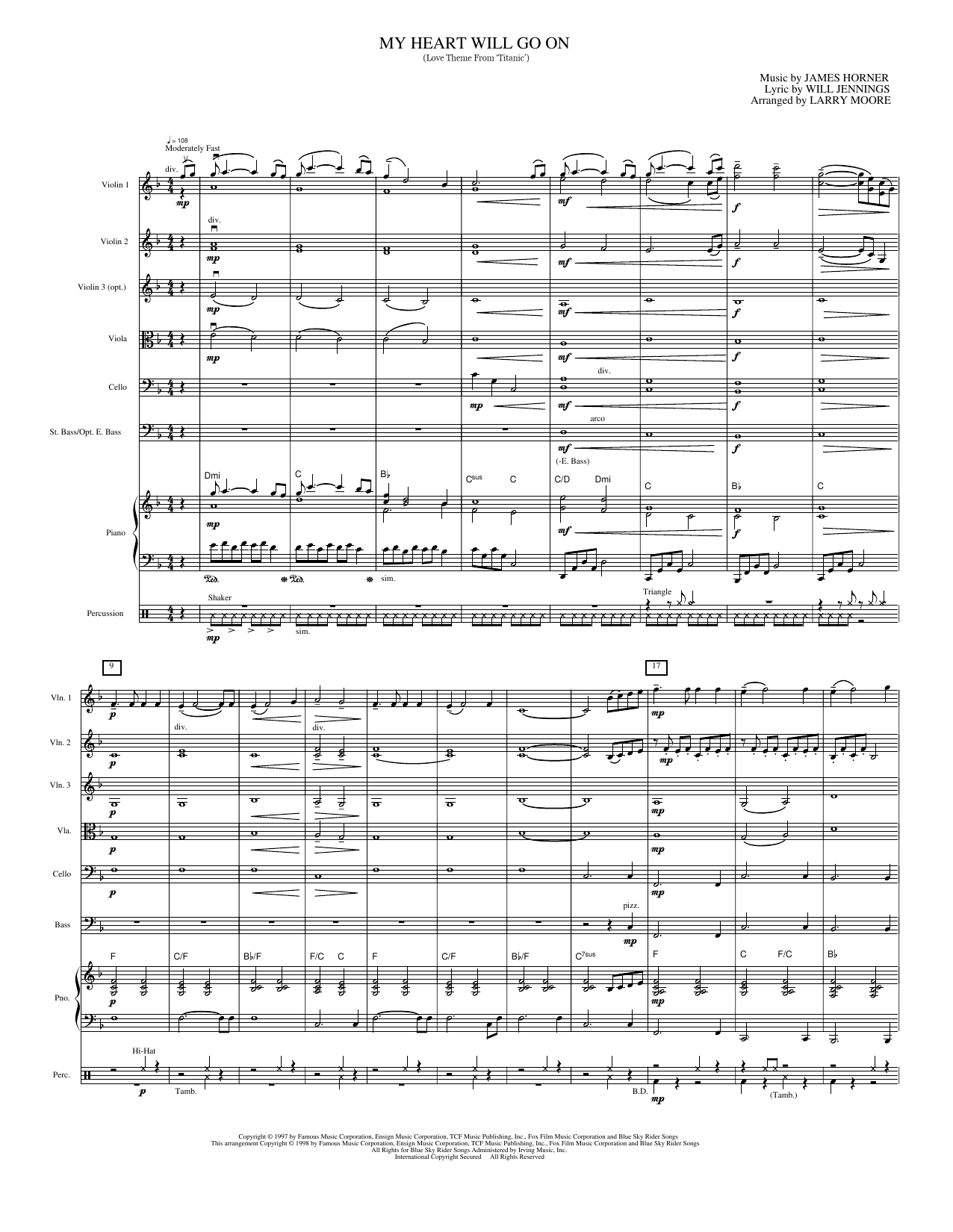 My Heart Will Go On: String Orchestra Conductor Score & Parts