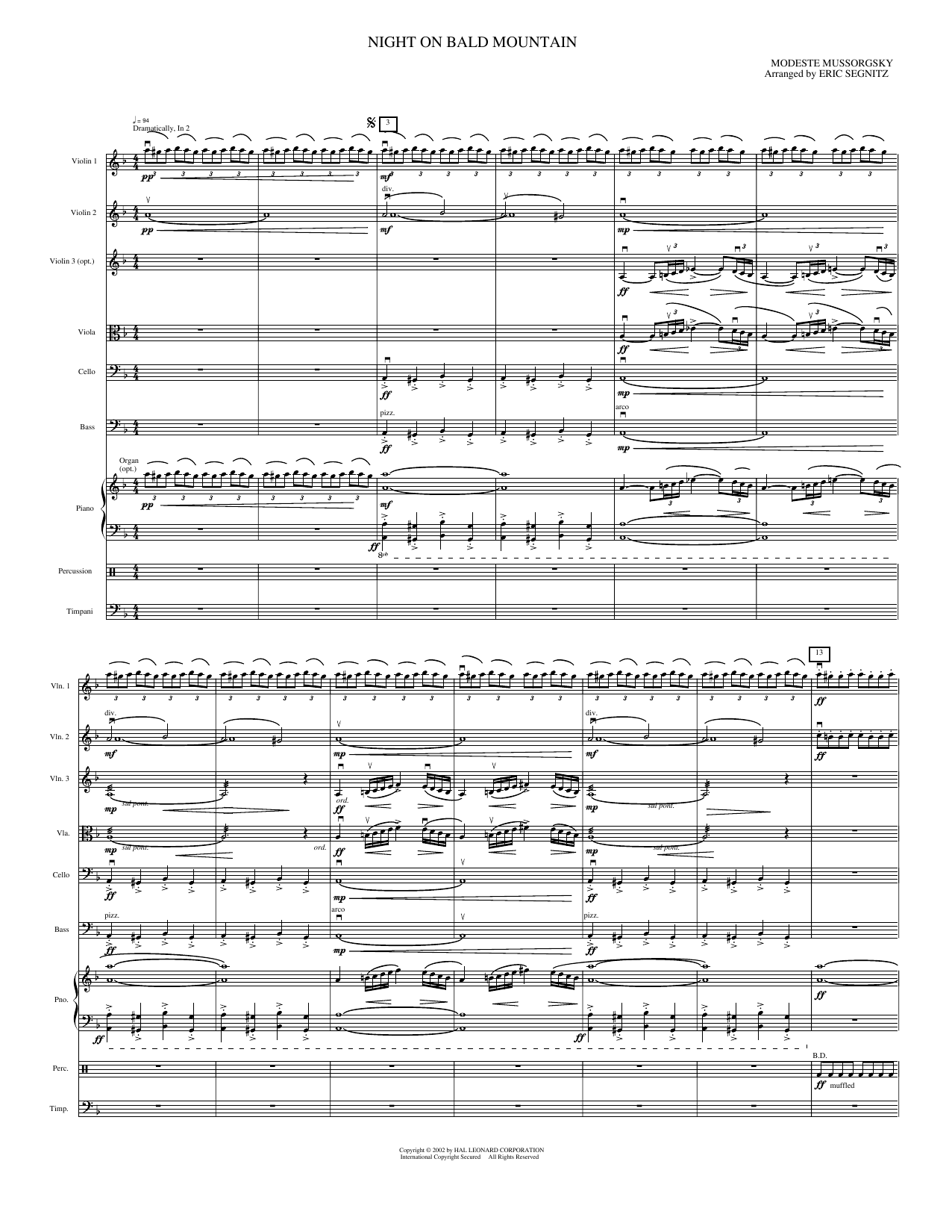 Night On Bald Mountain: String Orchestra Conductor Score & Parts