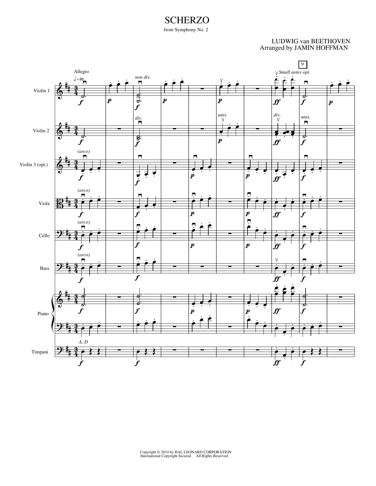 Scherzo from Symphony No. 9: String Orchestra Conductor Score & Parts