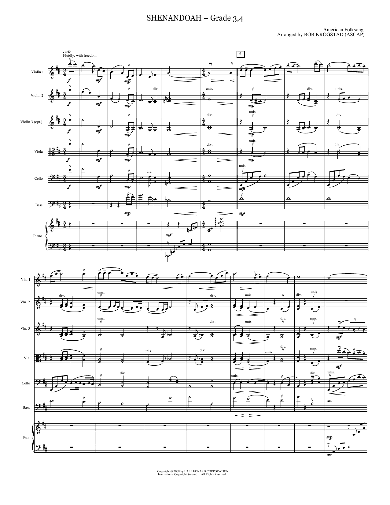 Shenandoah: String Orchestra Conductor Score & Parts