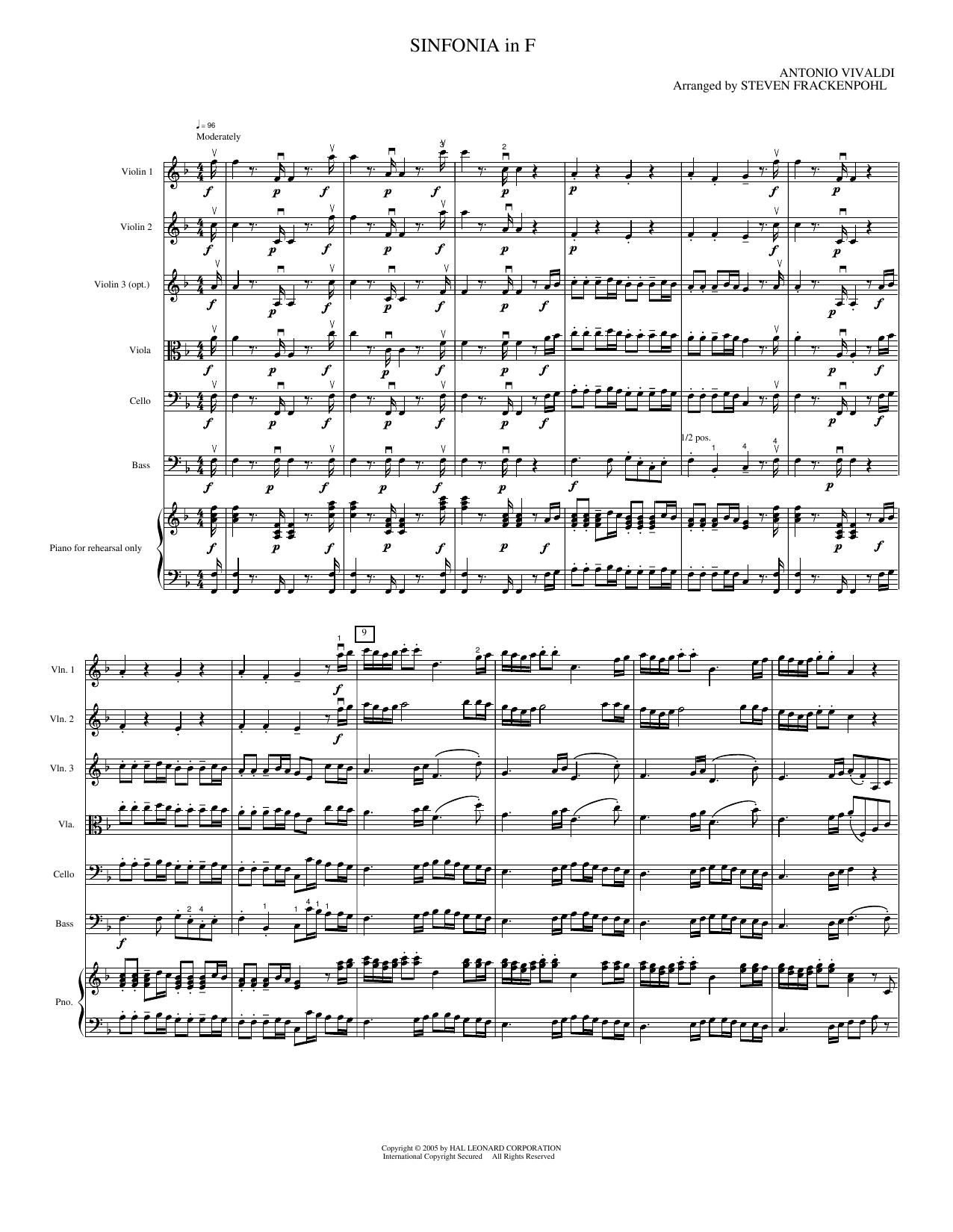 Sinfonia in F: String Orchestra Conductor Score & Parts