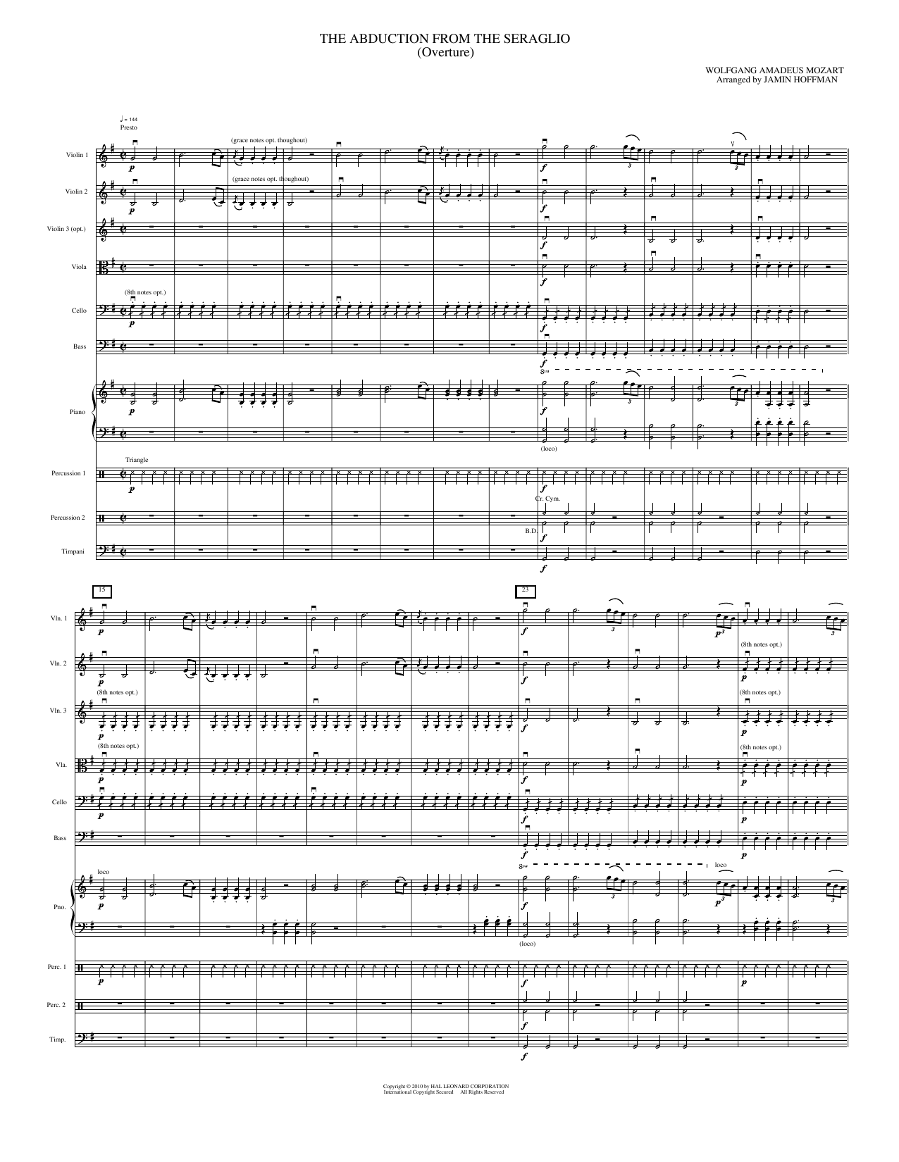 The Abduction from the Seraglio Overture: String Orchestra Conductor Score & Parts