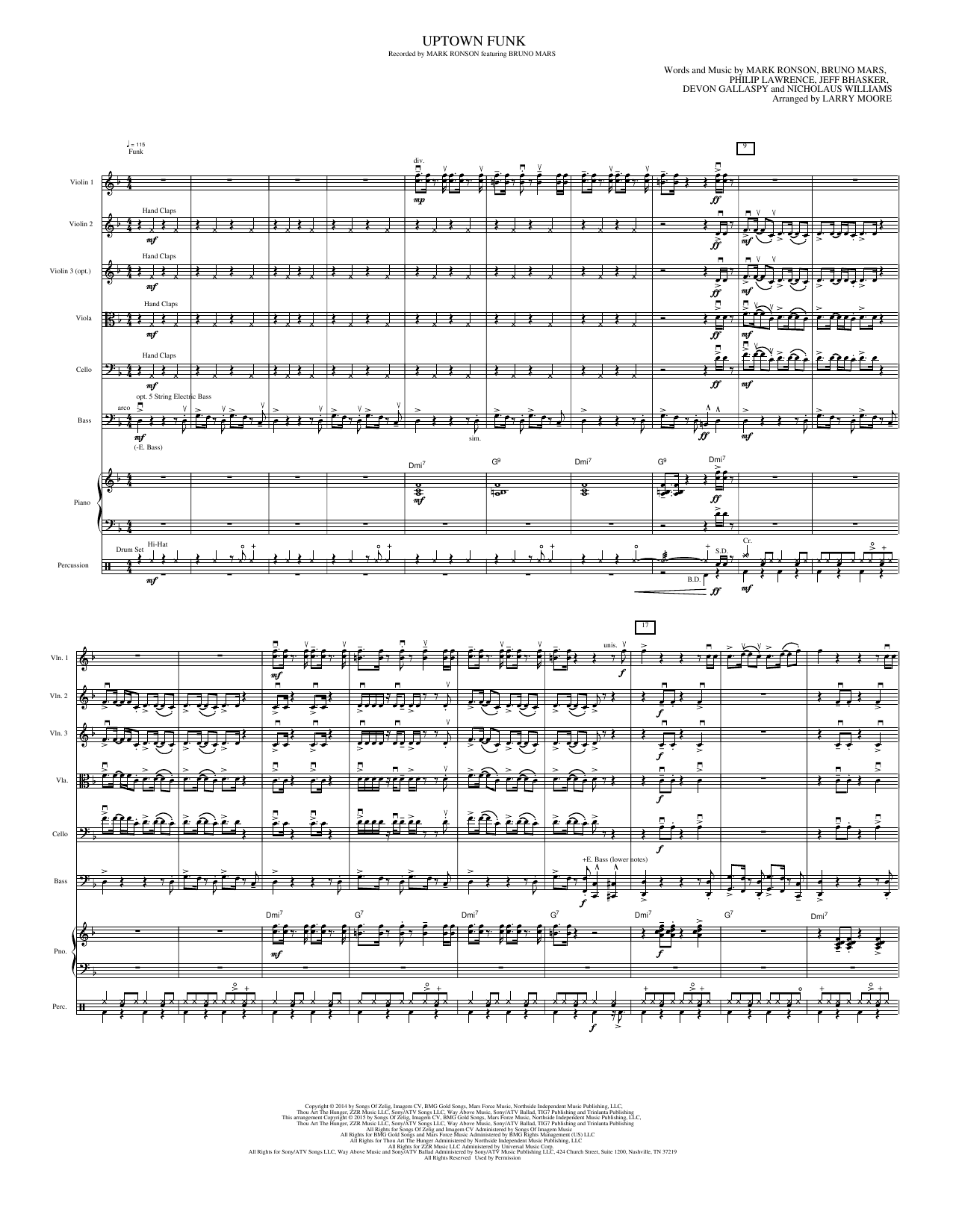 Uptown Funk: String Orchestra Conductor Score & Parts